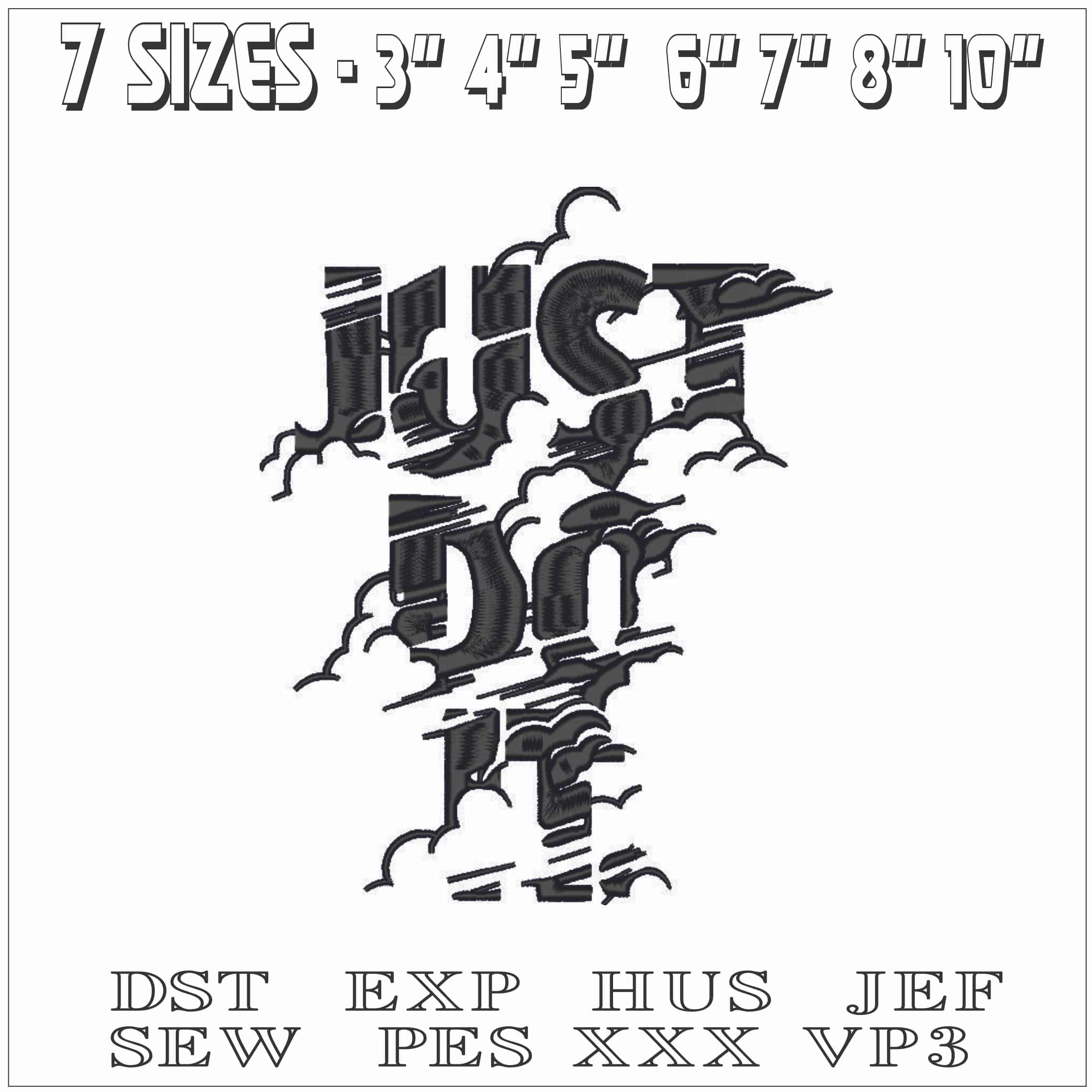 Just Do It Clouds -Elegant embroidery design file - instant download — view 2
