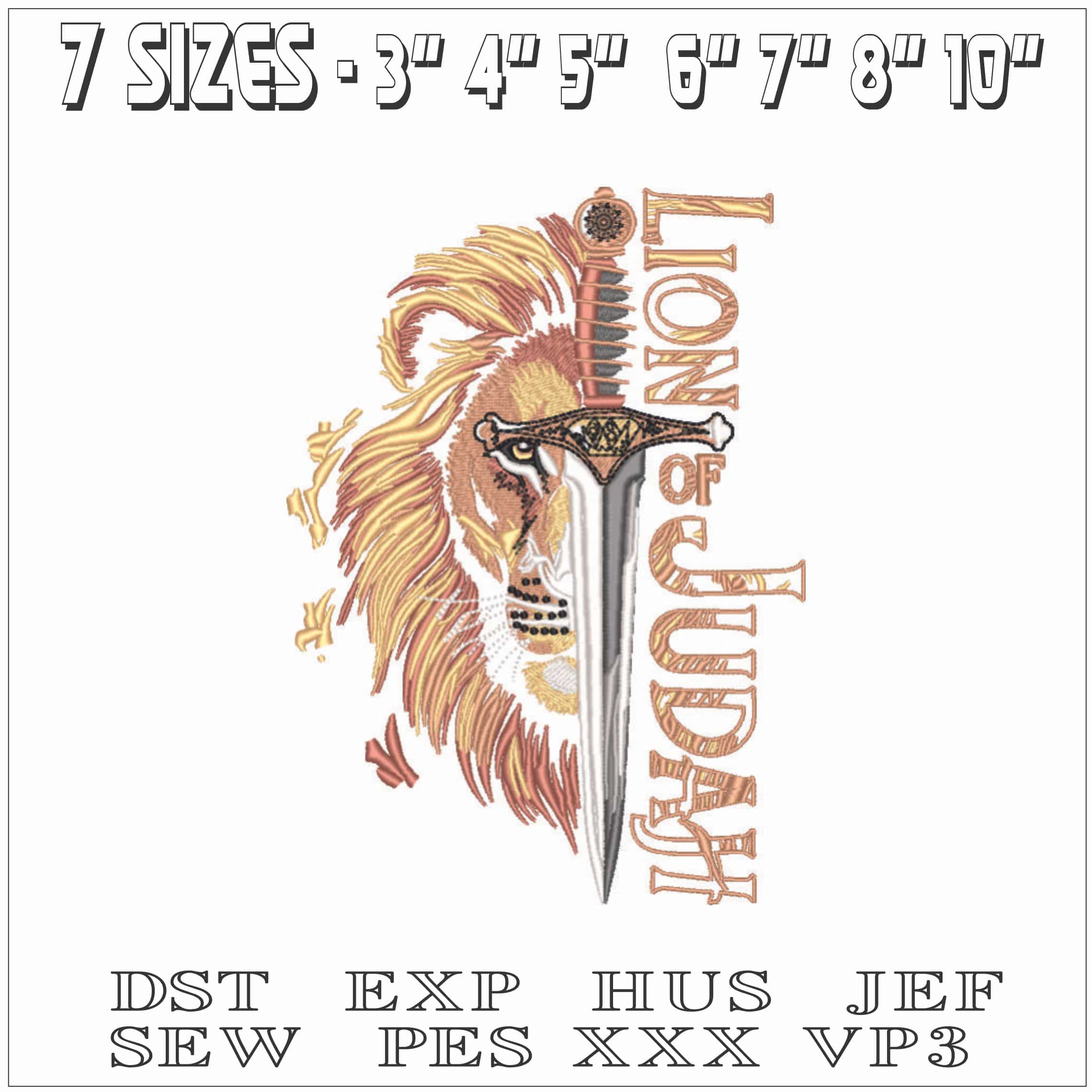 Lion and Knife-Elegant embroidery design file - instant download — view 2