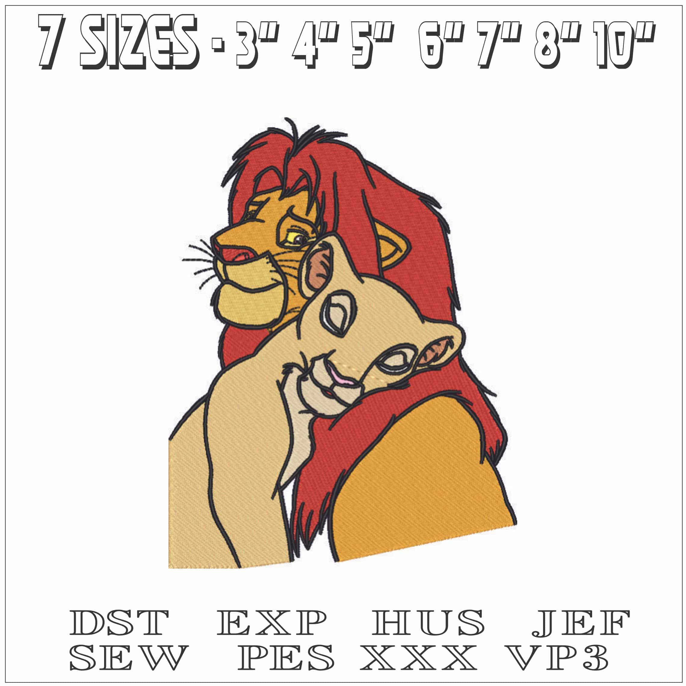 Lion King Simba and Nala-Elegant embroidery design file - instant download — view 2