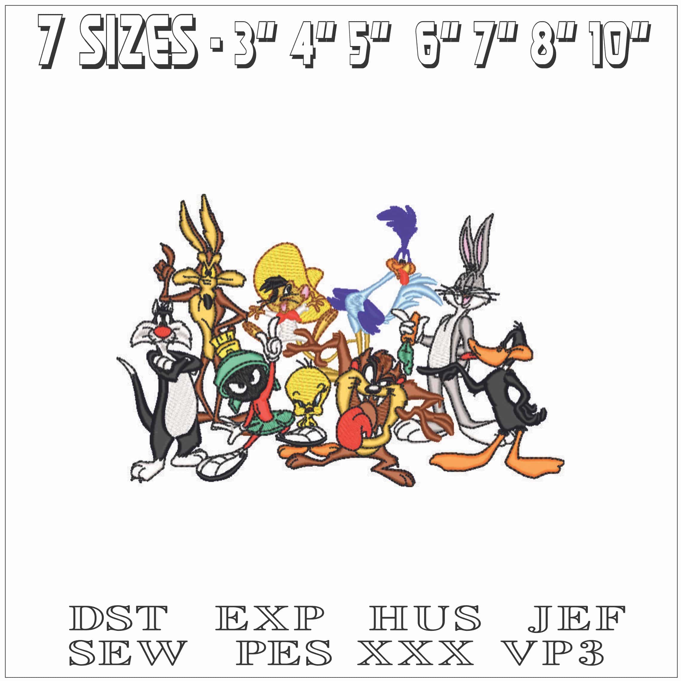 Looney Tunes Family-Elegant embroidery design file - instant download — view 2