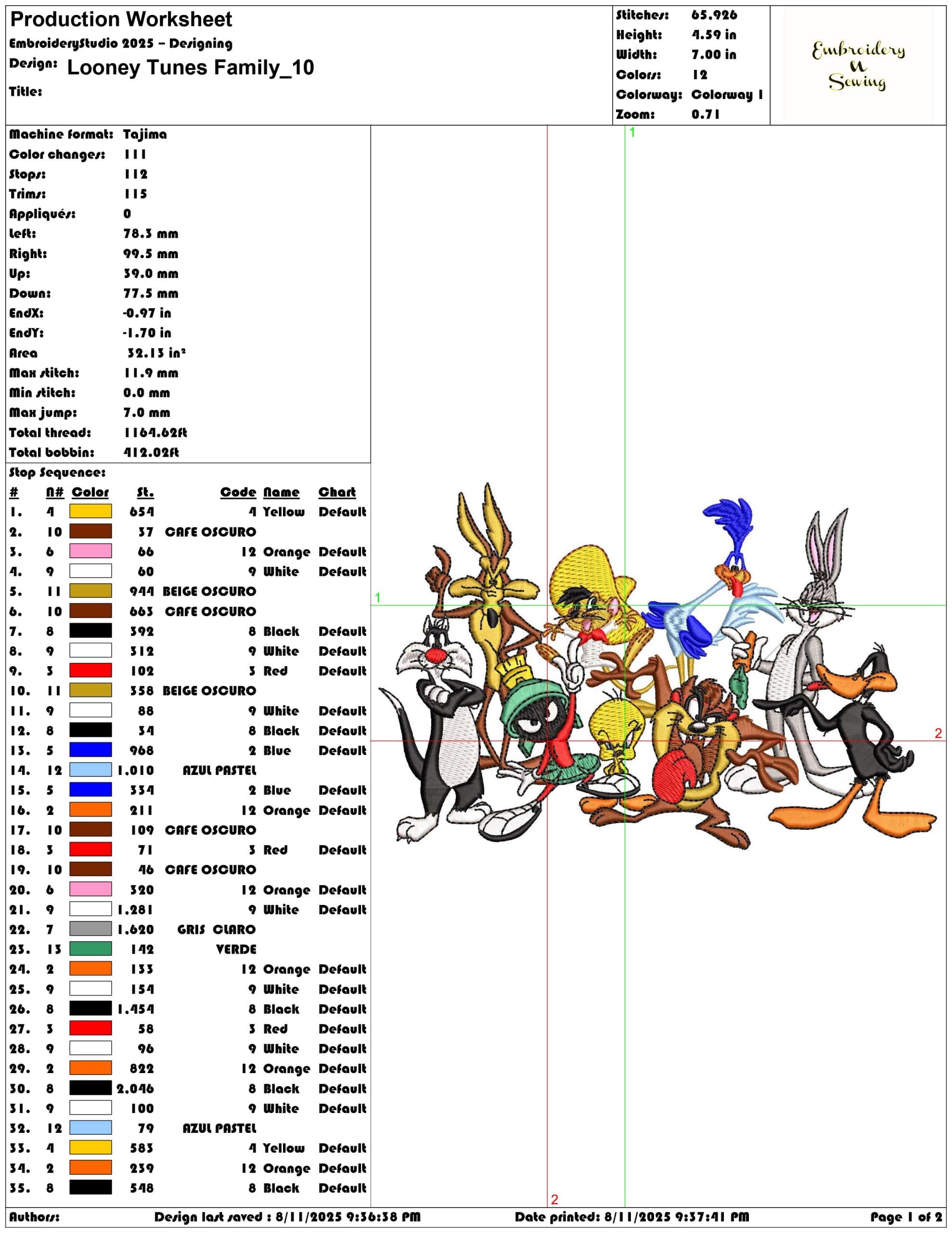 Looney Tunes Family-Elegant embroidery design file - instant download — view 3
