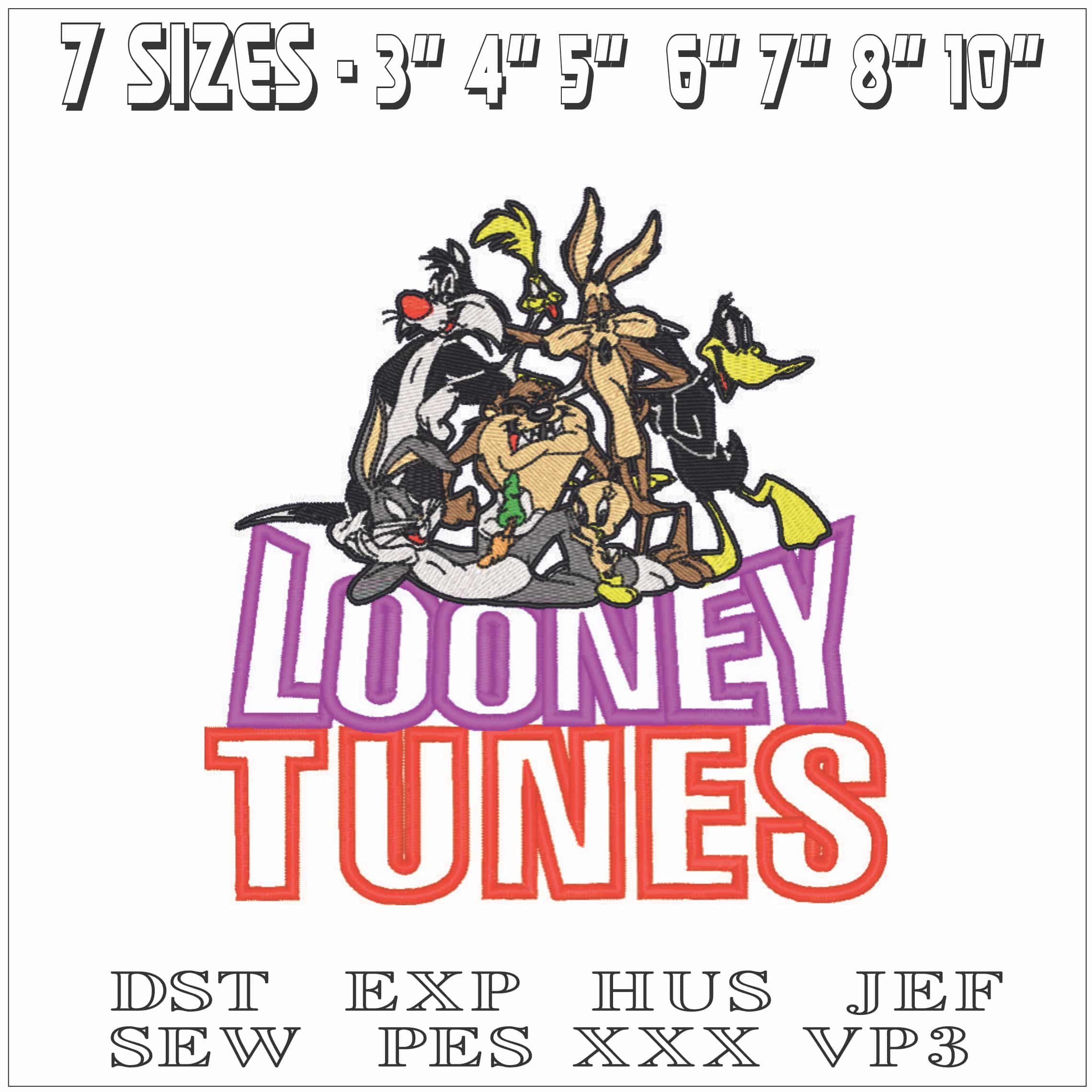 Looney Tunes Family on Logo-Elegant embroidery design file - instant download — view 2