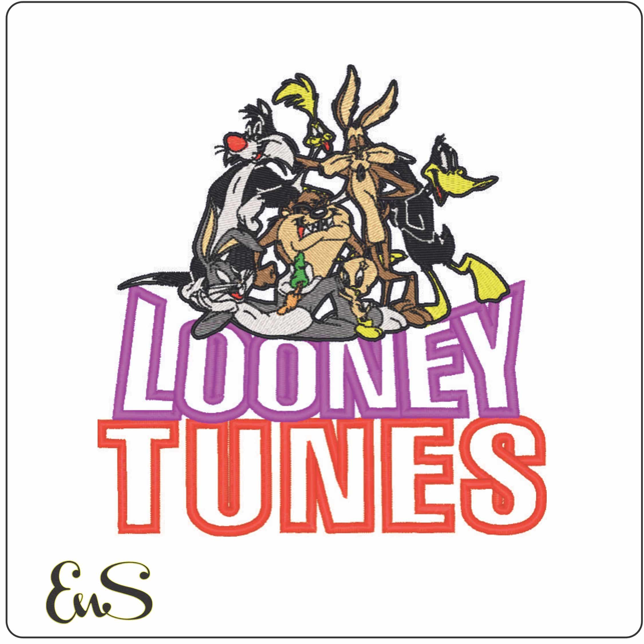 Looney Tunes Family on Logo-Elegant embroidery design file - instant download