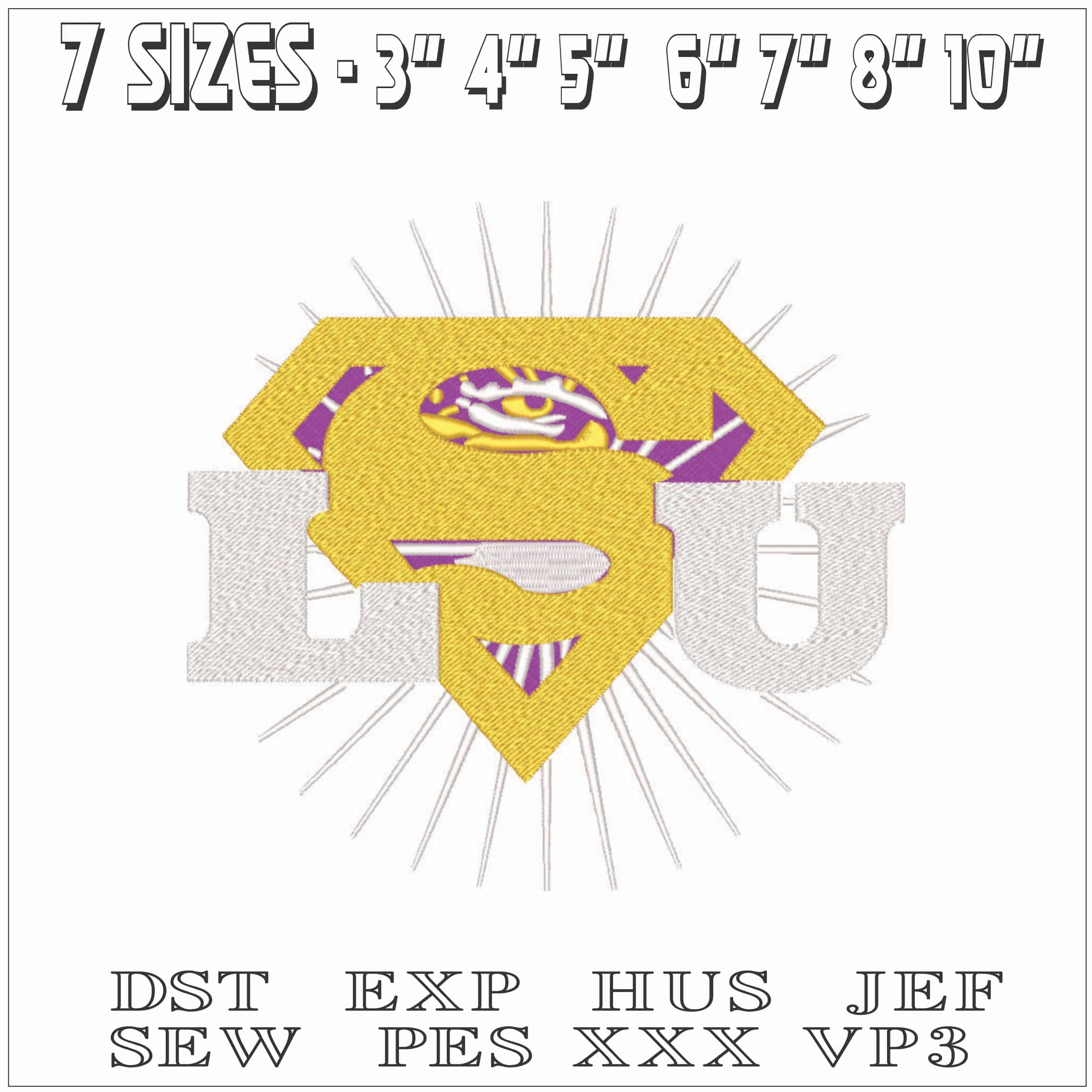 LSU Superman-Elegant embroidery design file - instant download — view 2