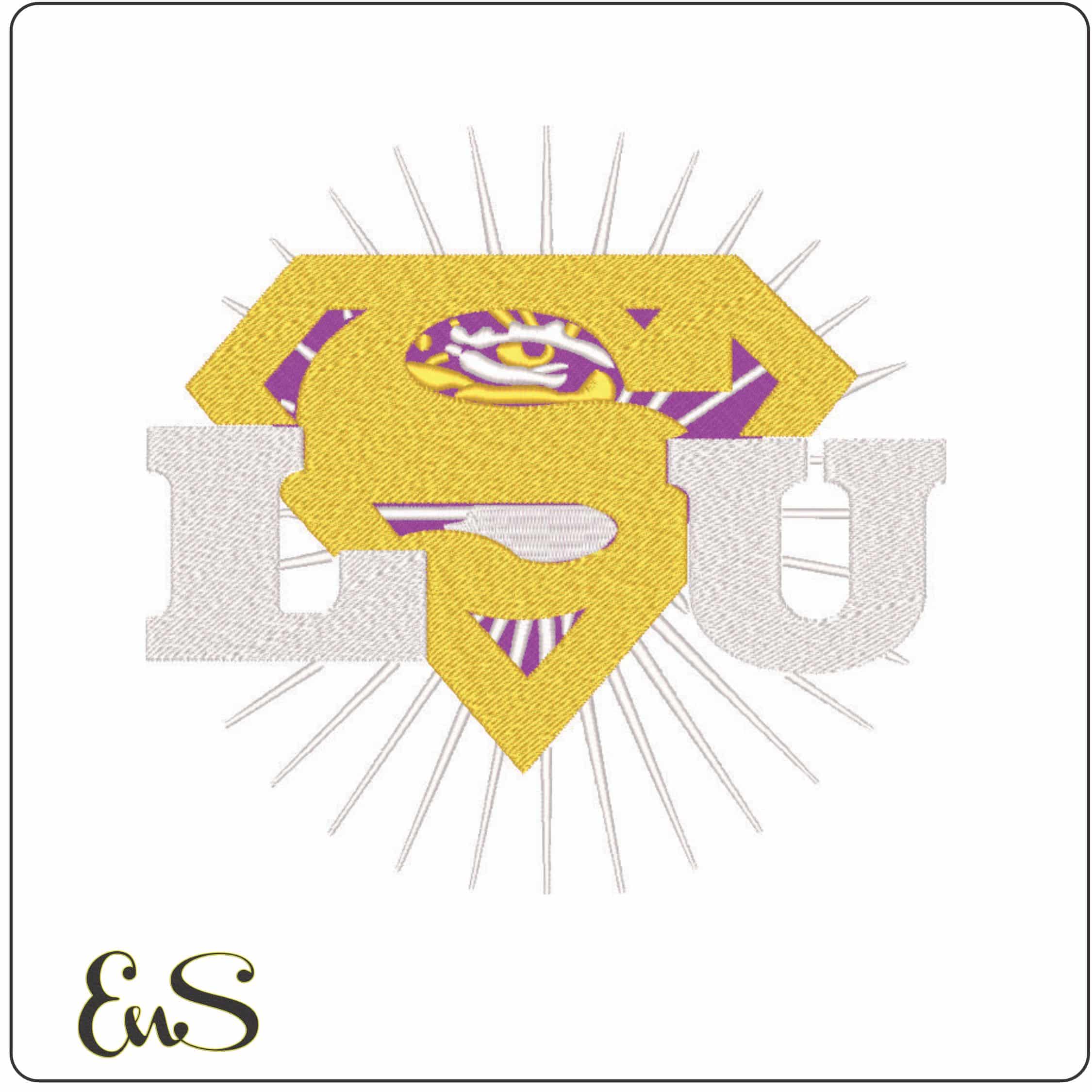 LSU Superman-Elegant embroidery design file - instant download