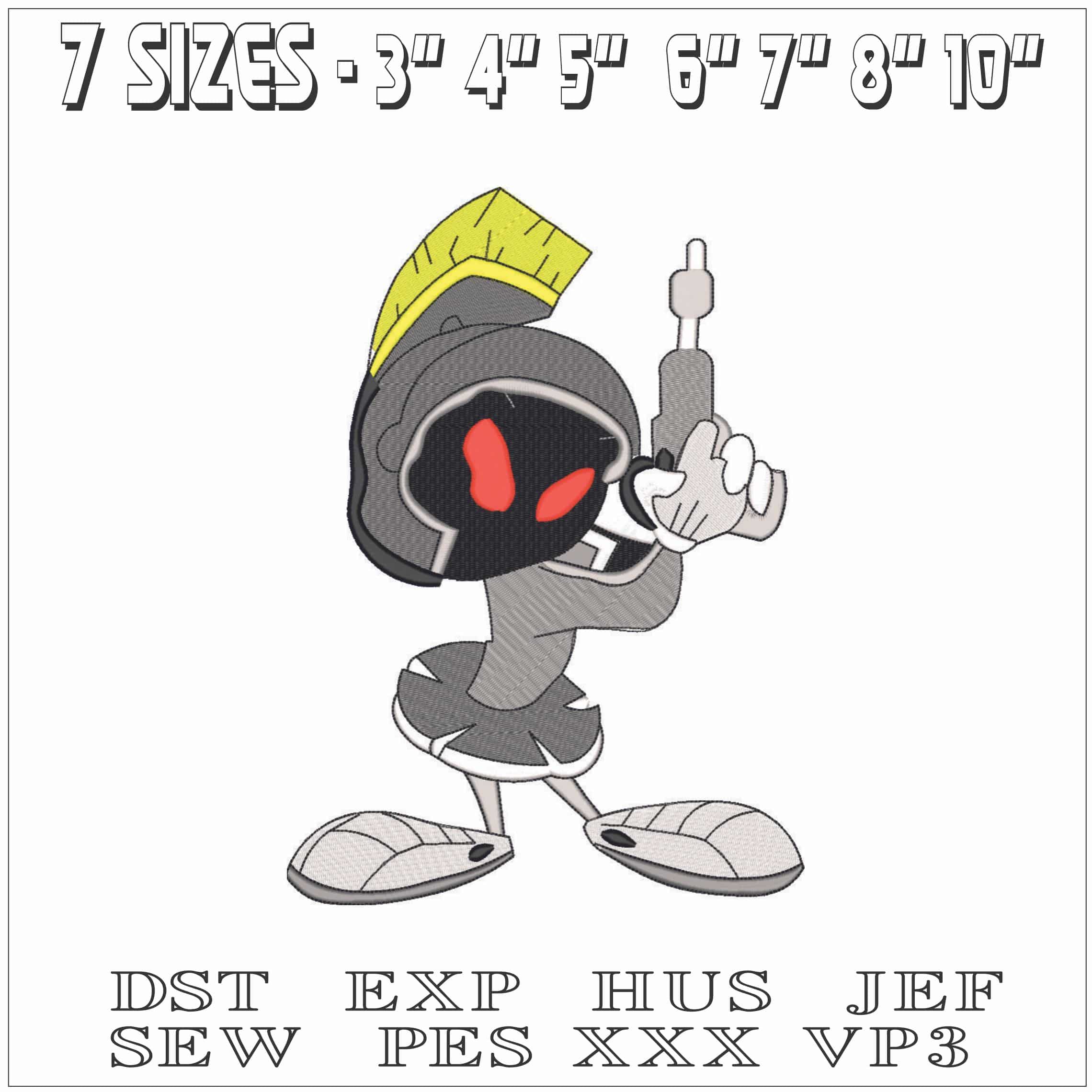 Marvin the Martian Ready with Gun-Elegant embroidery design file - instant download — view 2