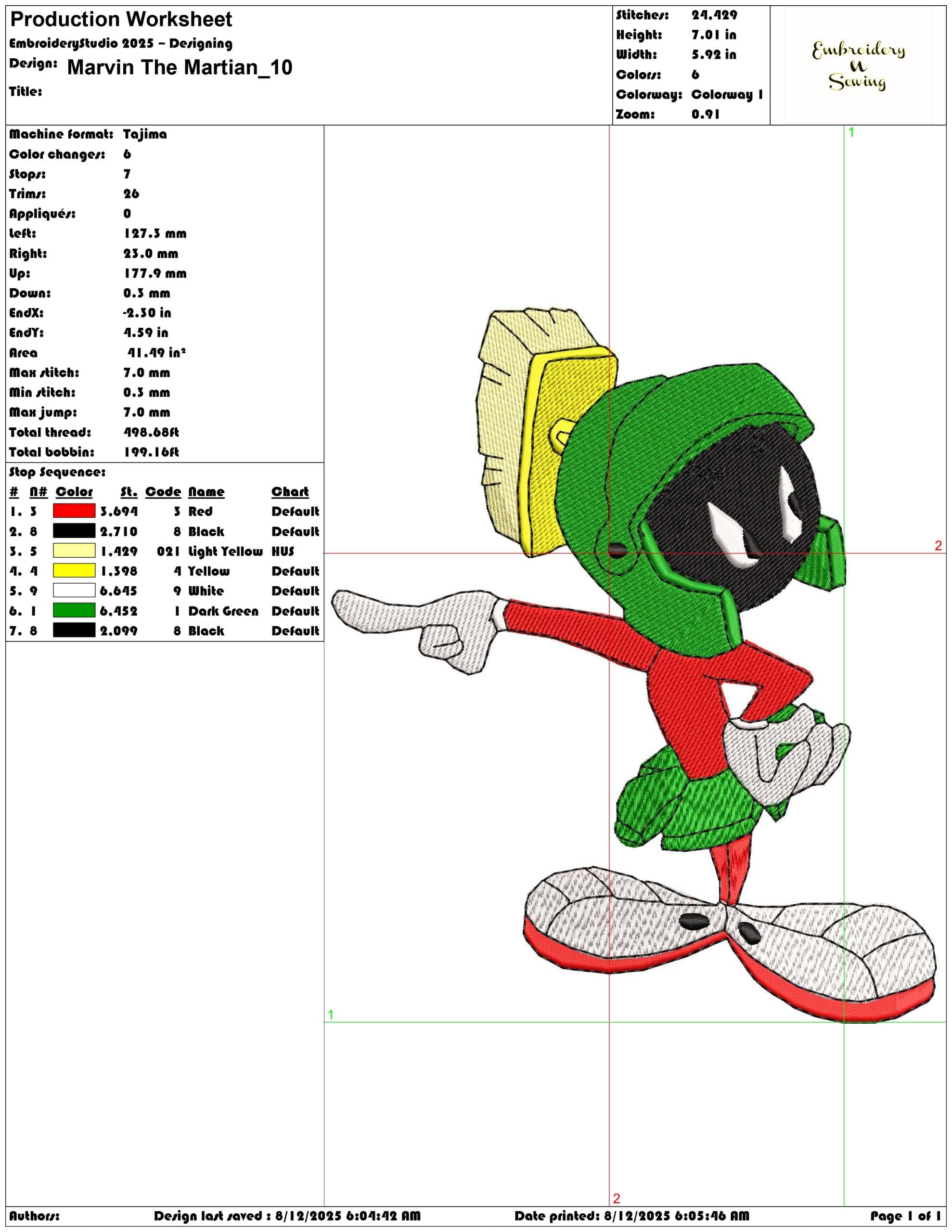 Marvin The Martian-Elegant embroidery design file - instant download — view 3