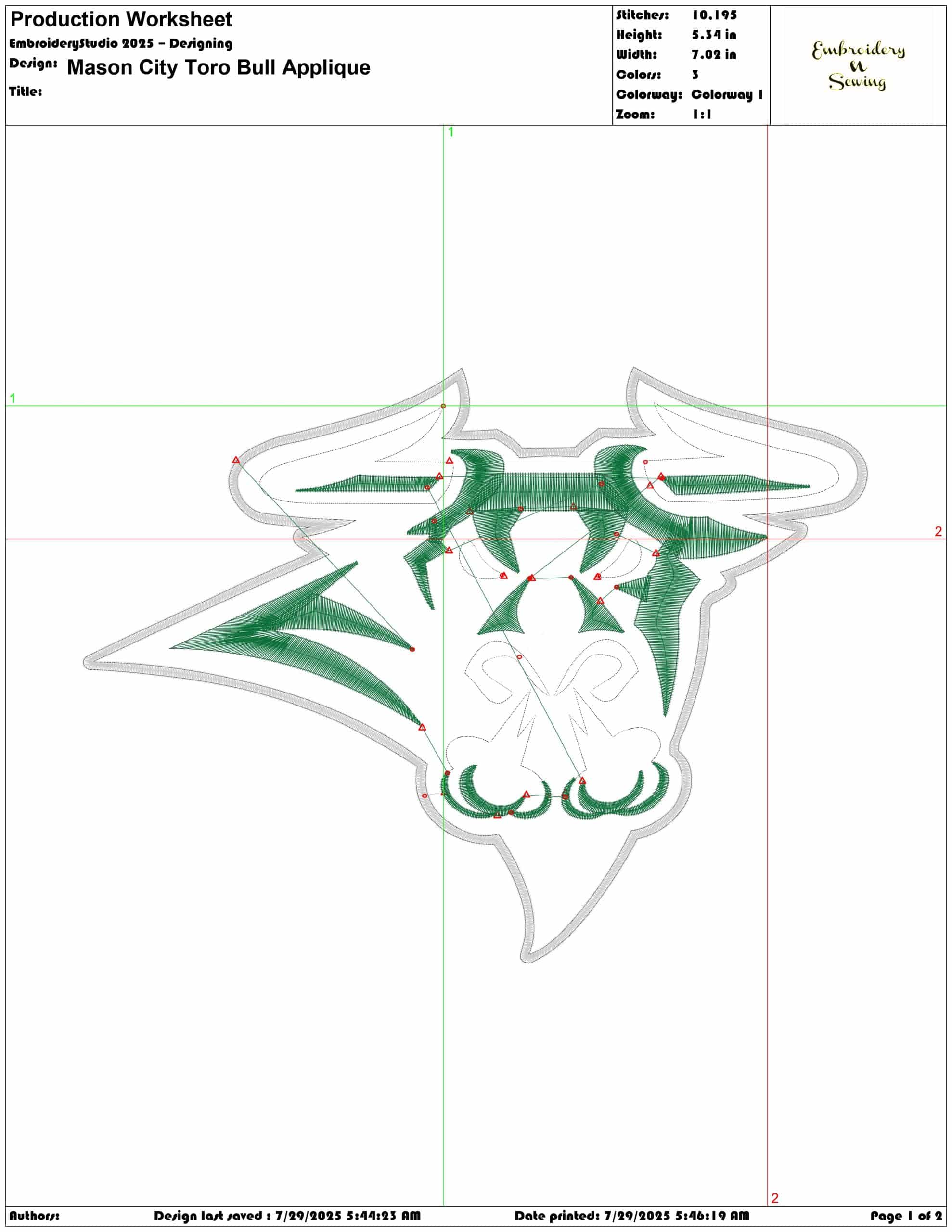 Mason City Toro Bull Applique-Elegant embroidery design file - instant download — view 4