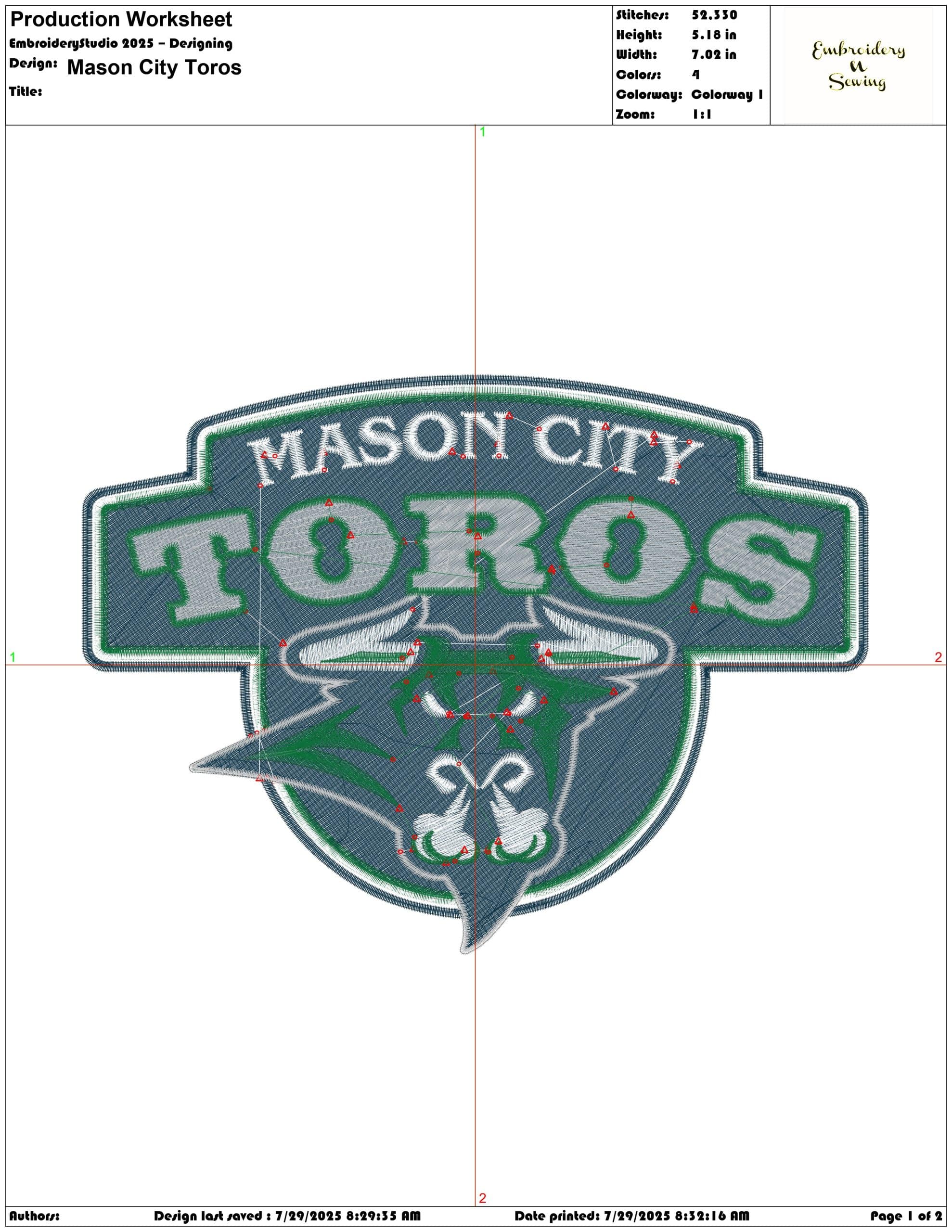Mason City Toros-Elegant embroidery design file - instant download — view 4