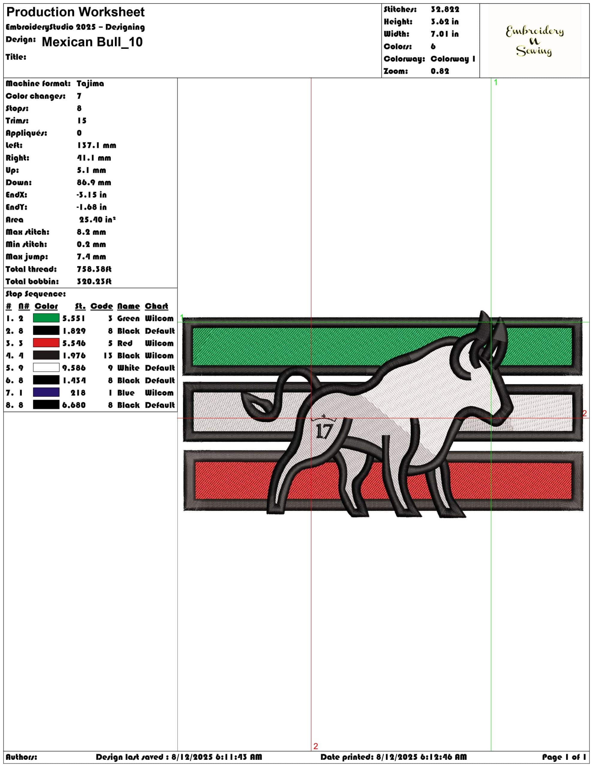 Mexican Bull-Elegant embroidery design file - instant download — view 3