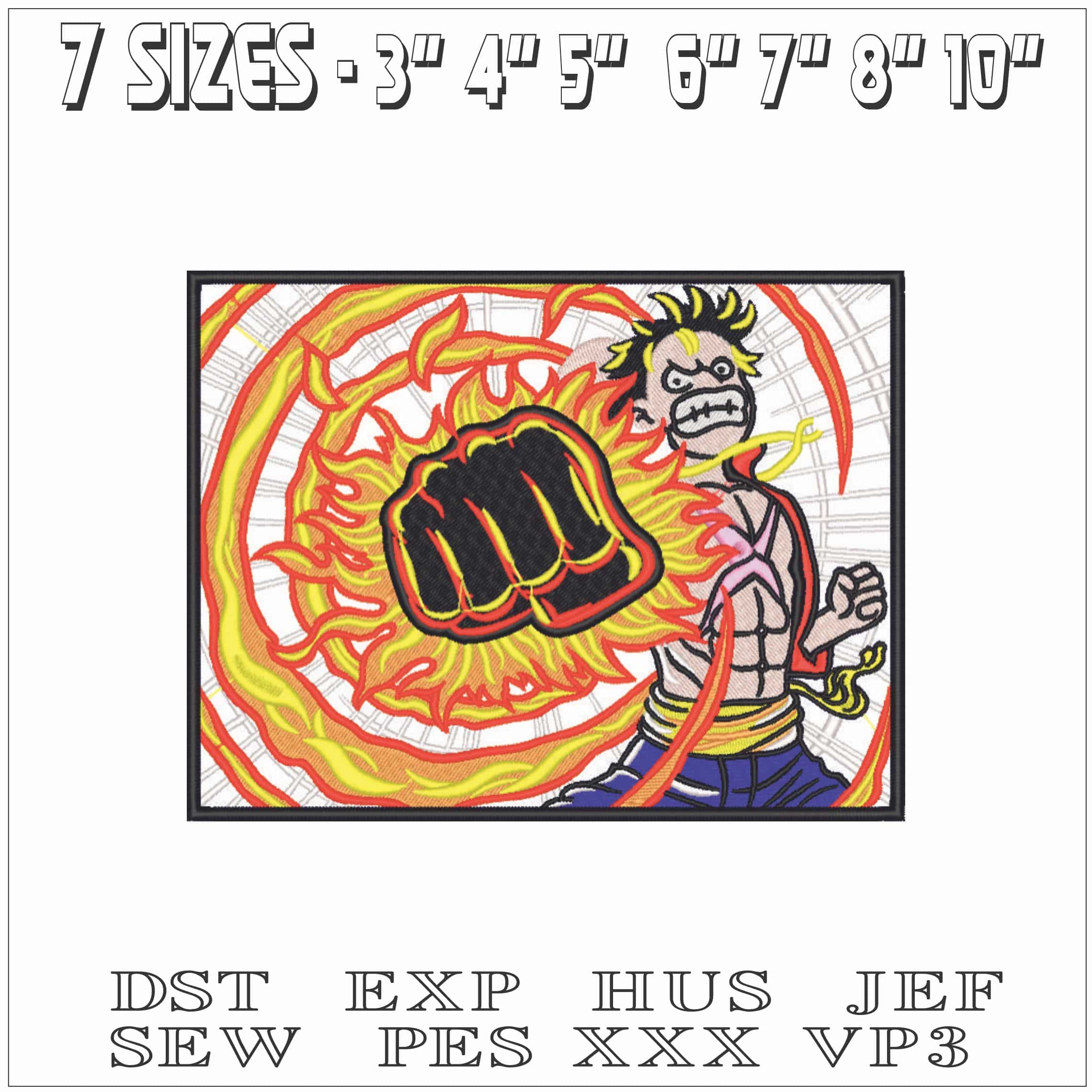 Monkey d Luffy Boundman - Anime-Elegant embroidery design file - instant download — view 2