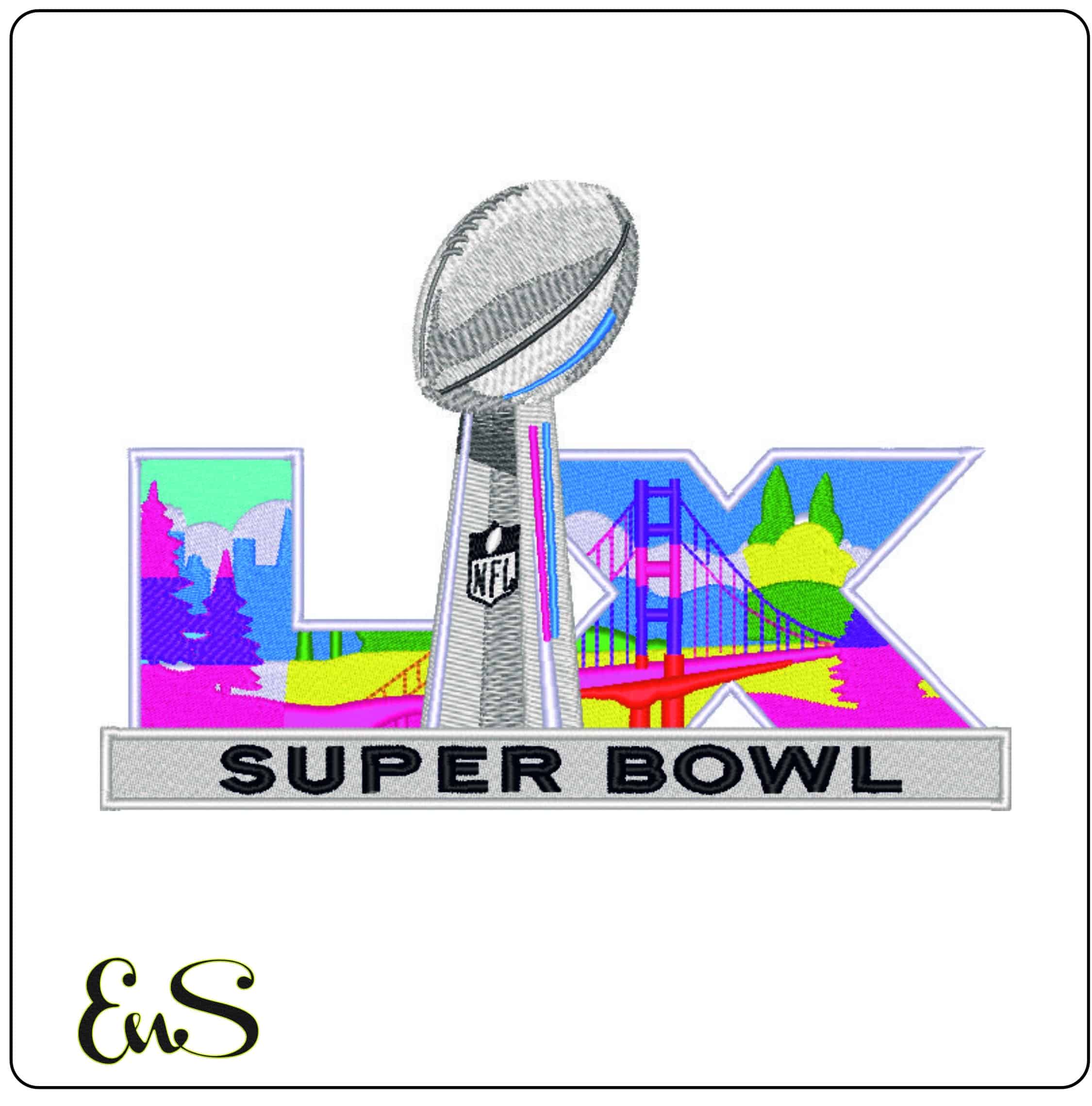 Super Bowl LX National Football League NFL 2026 embroidery design - Superbowl men's football embroidery machine pattern embroidery file