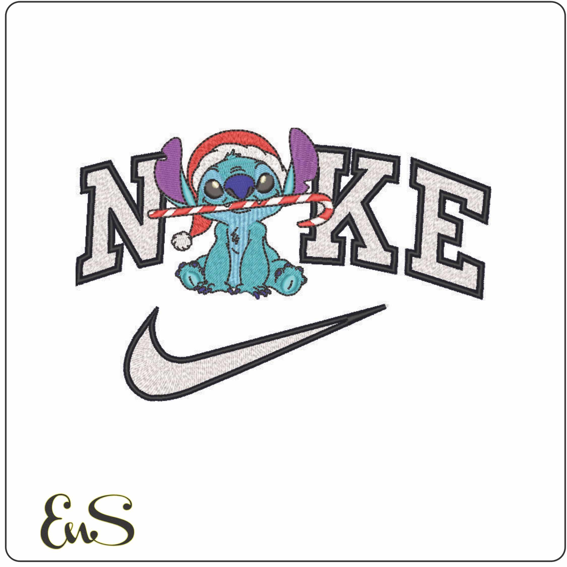Nike Stitch Xmas Cane-Elegant embroidery design file - instant download