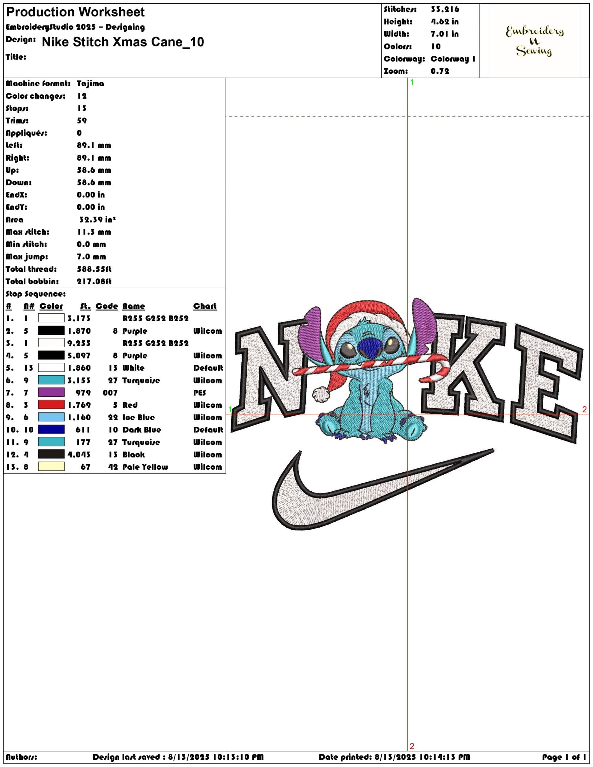 Nike Stitch Xmas Cane-Elegant embroidery design file - instant download — view 3