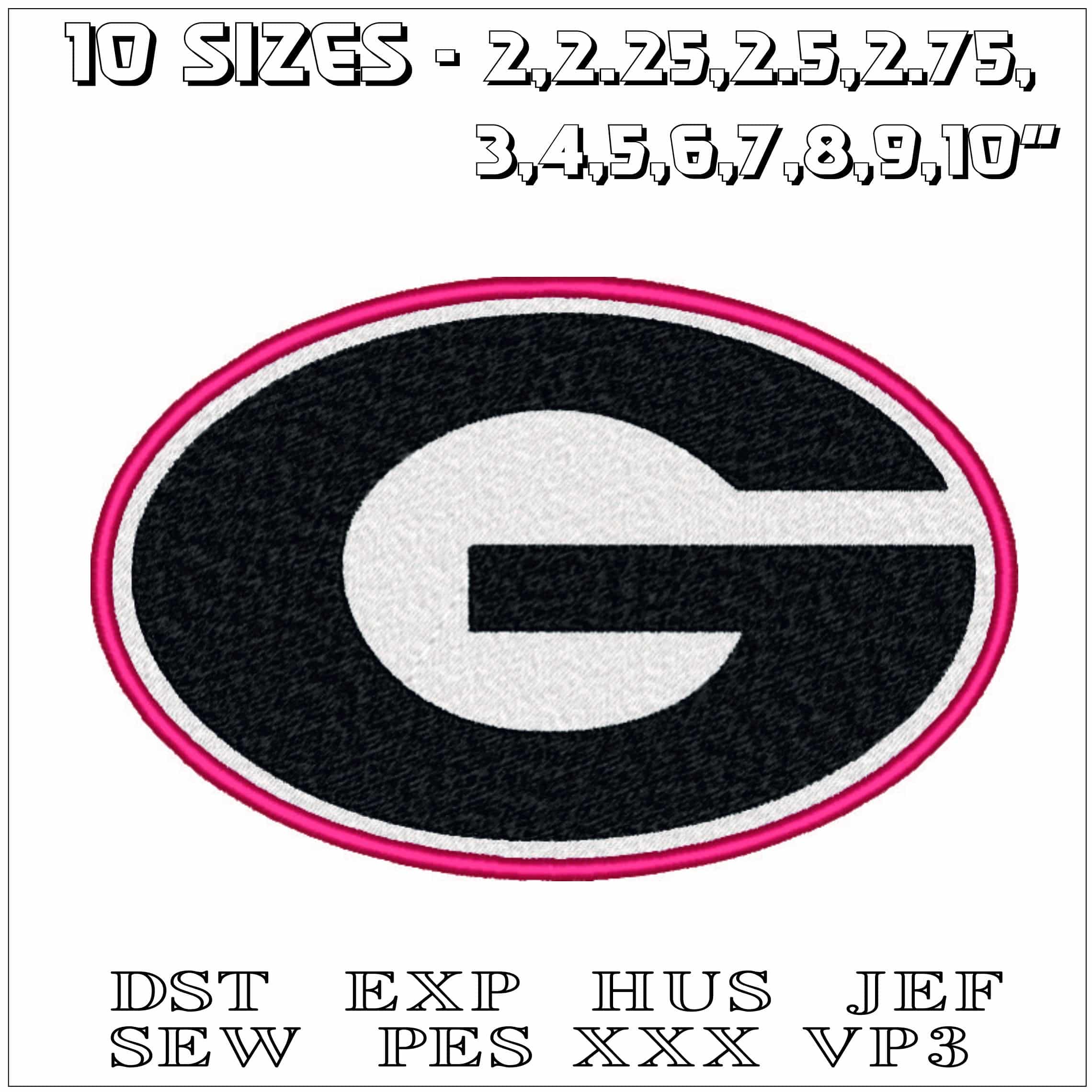 Georgia Athletics G embroidery design - University of Georgia Bulldogs Logo Multi Sizes — view 2