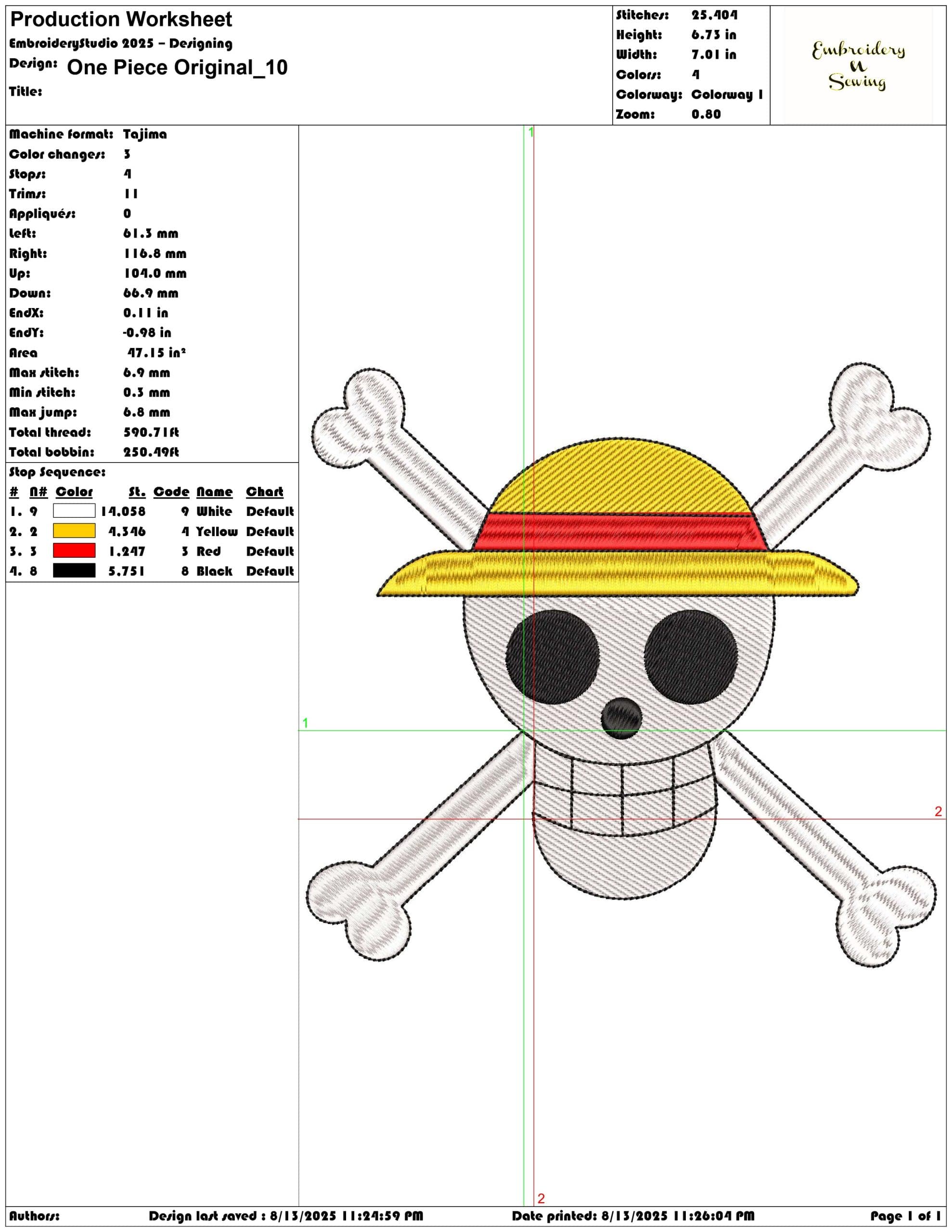 One Piece Original-Elegant embroidery design file - instant download — view 3