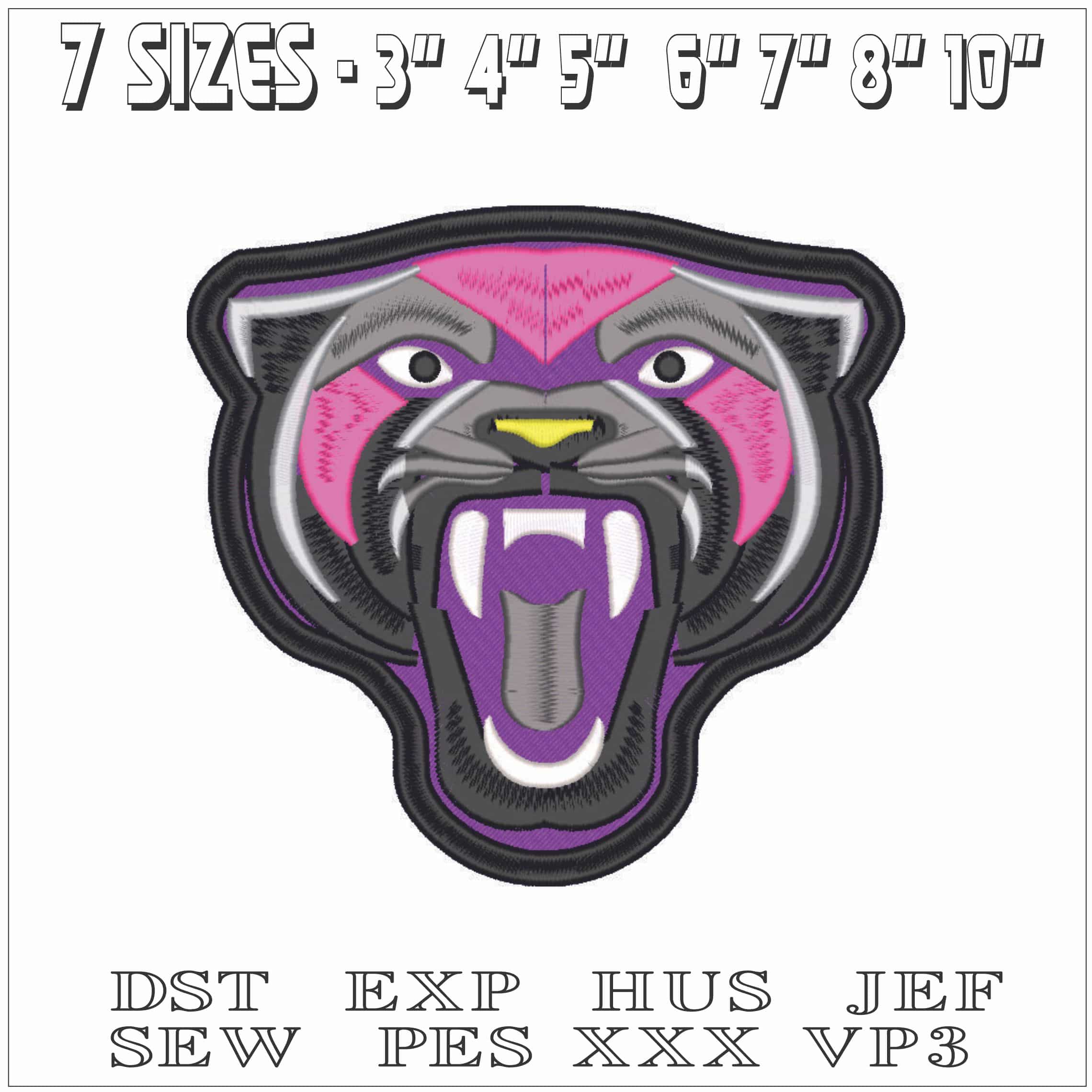 Panther Girl Roaring-Elegant embroidery design file - instant download — view 2