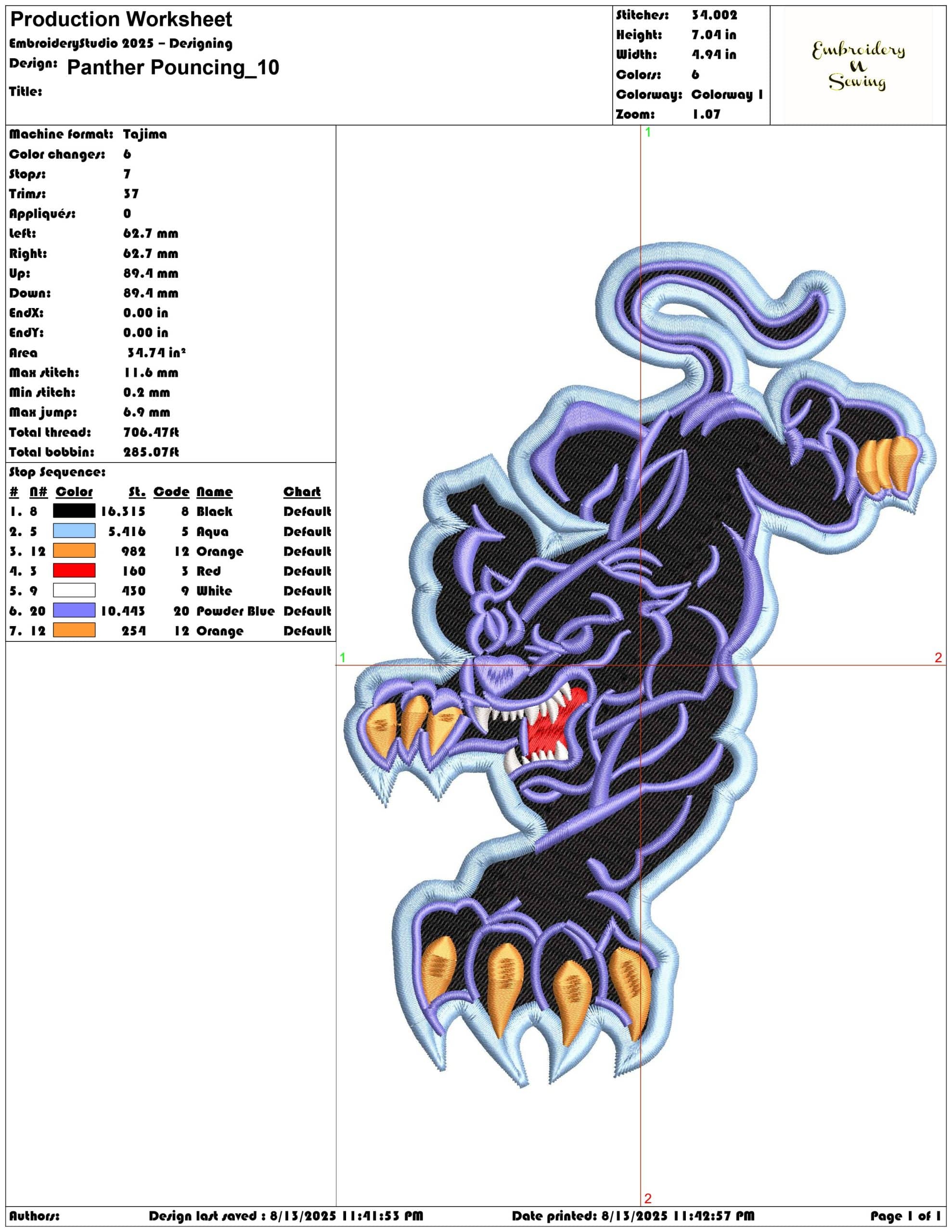 Panther Pouncing-Elegant embroidery design file - instant download — view 3