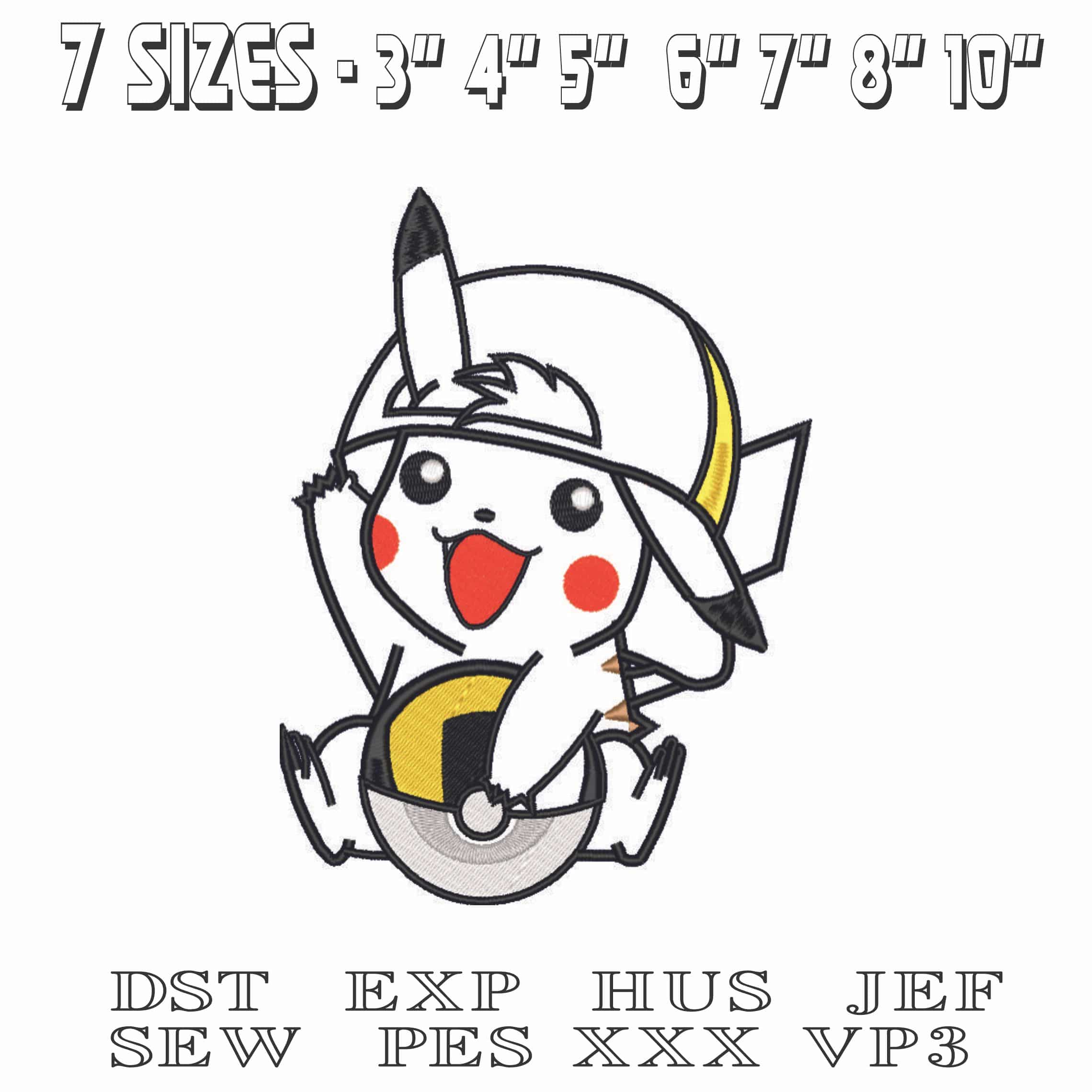 Pikachu Applique-Elegant embroidery design file - instant download — view 2