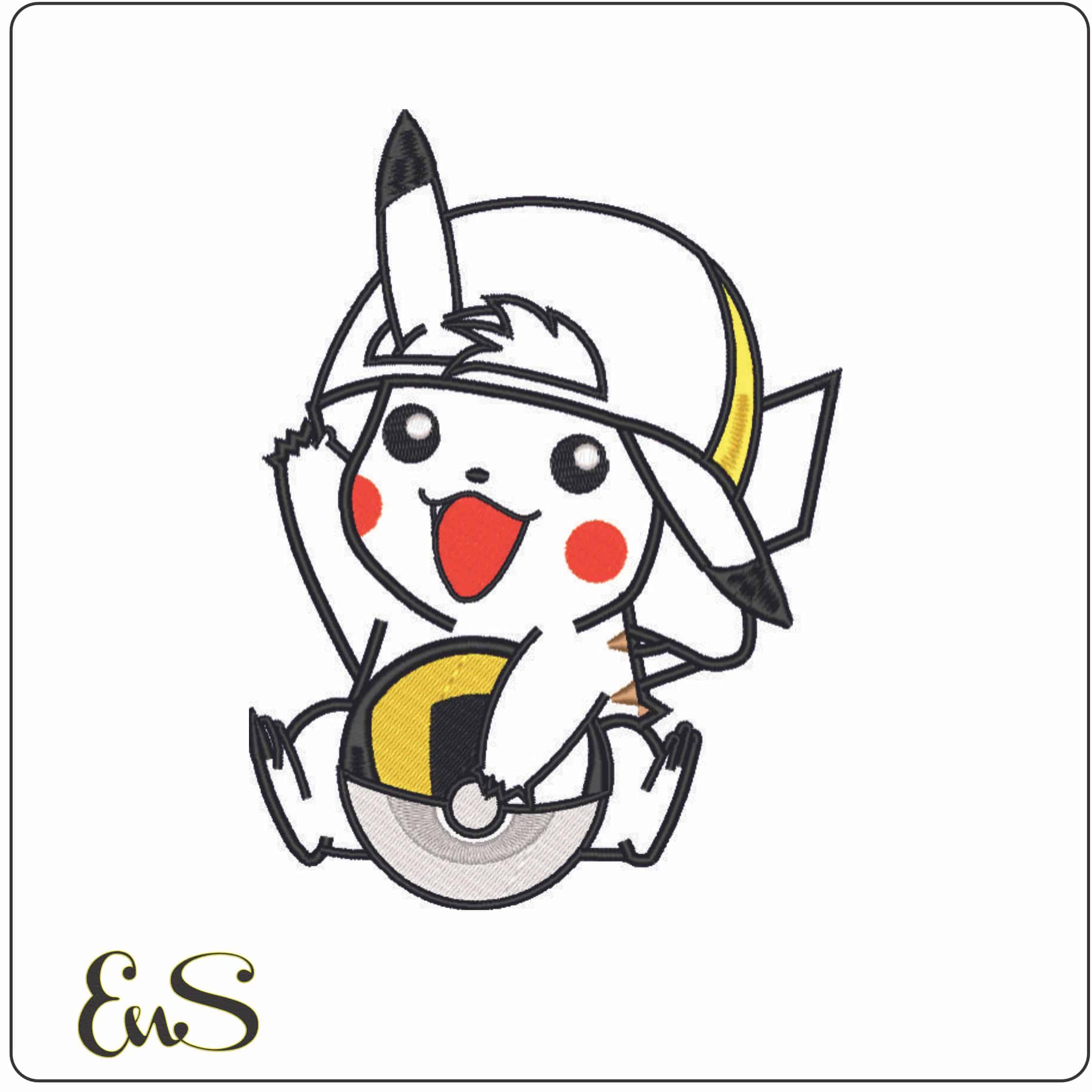 Pikachu Applique-Elegant embroidery design file - instant download