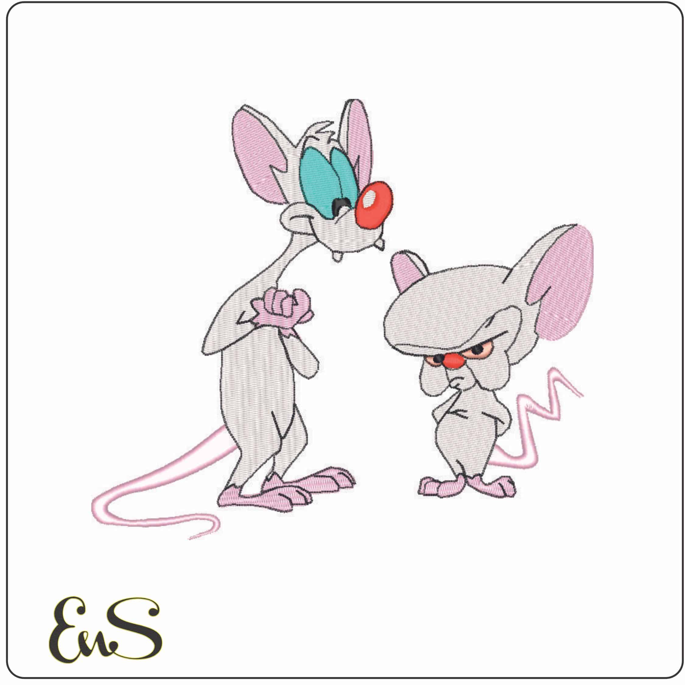 Pinky and Brian-Elegant embroidery design file - instant download
