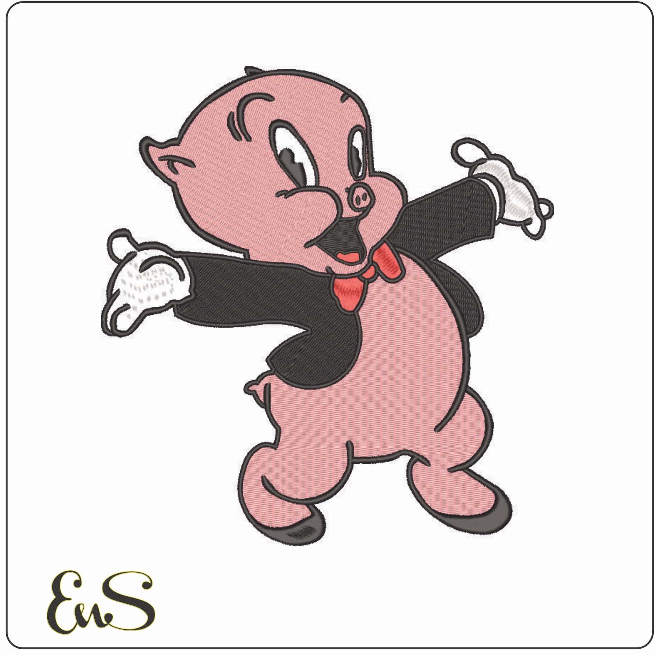 Porkie Pig-Elegant embroidery design file - instant download