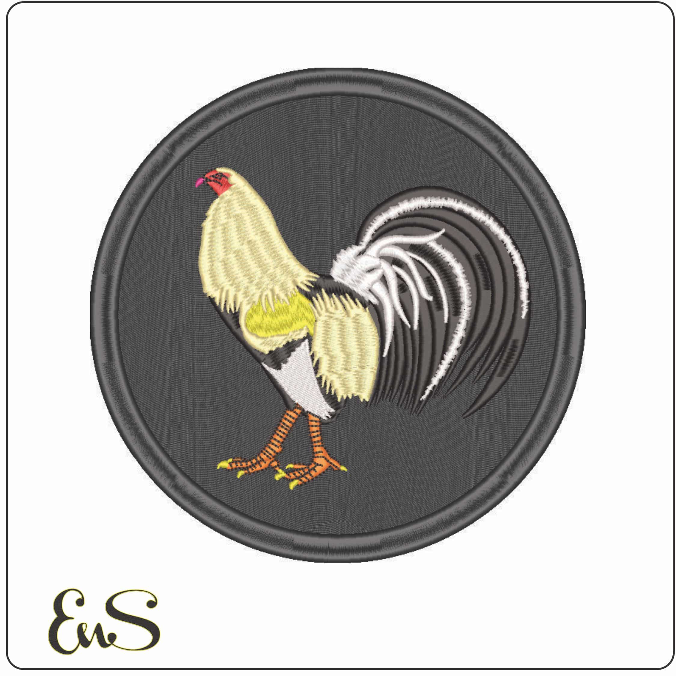 Prize Cream White Black Rooster in emblem-Elegant embroidery design file - instant download