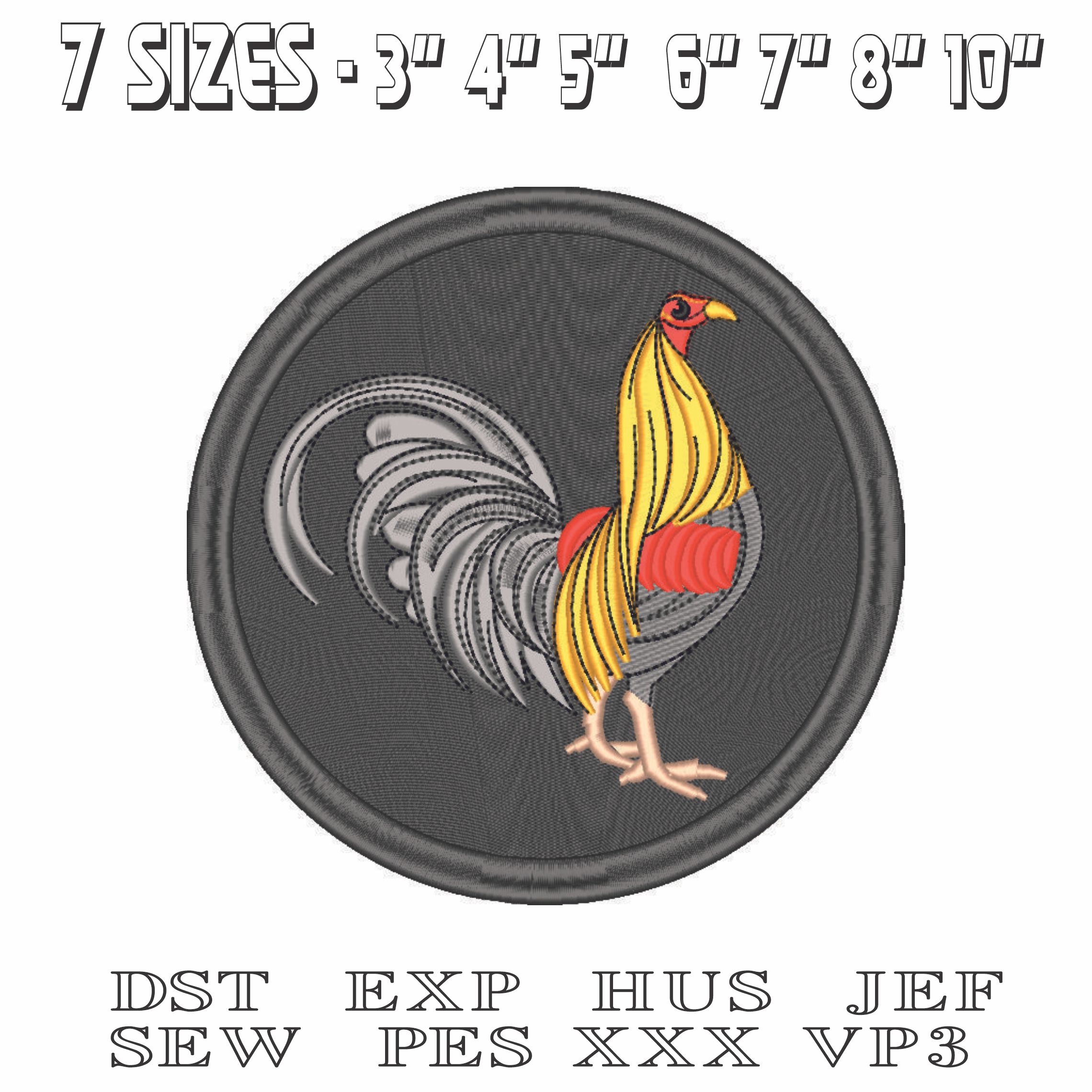 Prize Golden Red Rooster in emblem-Elegant embroidery design file - instant download — view 2