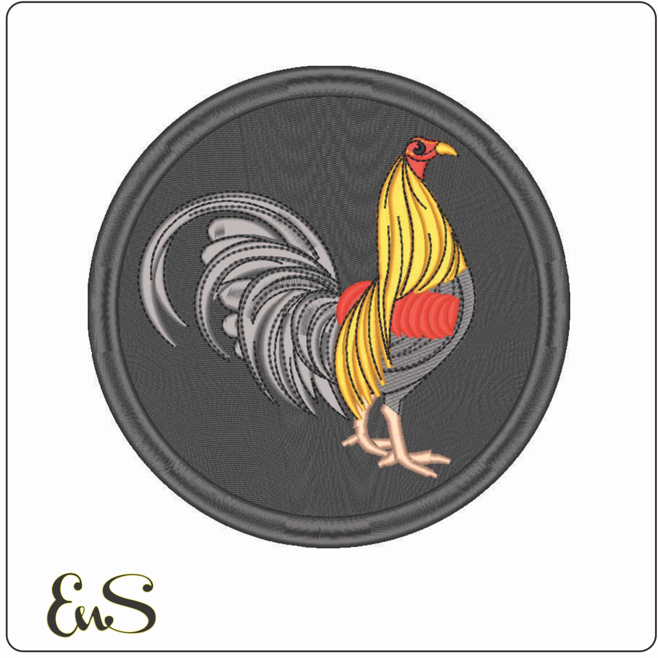 Prize Golden Red Rooster in emblem-Elegant embroidery design file - instant download