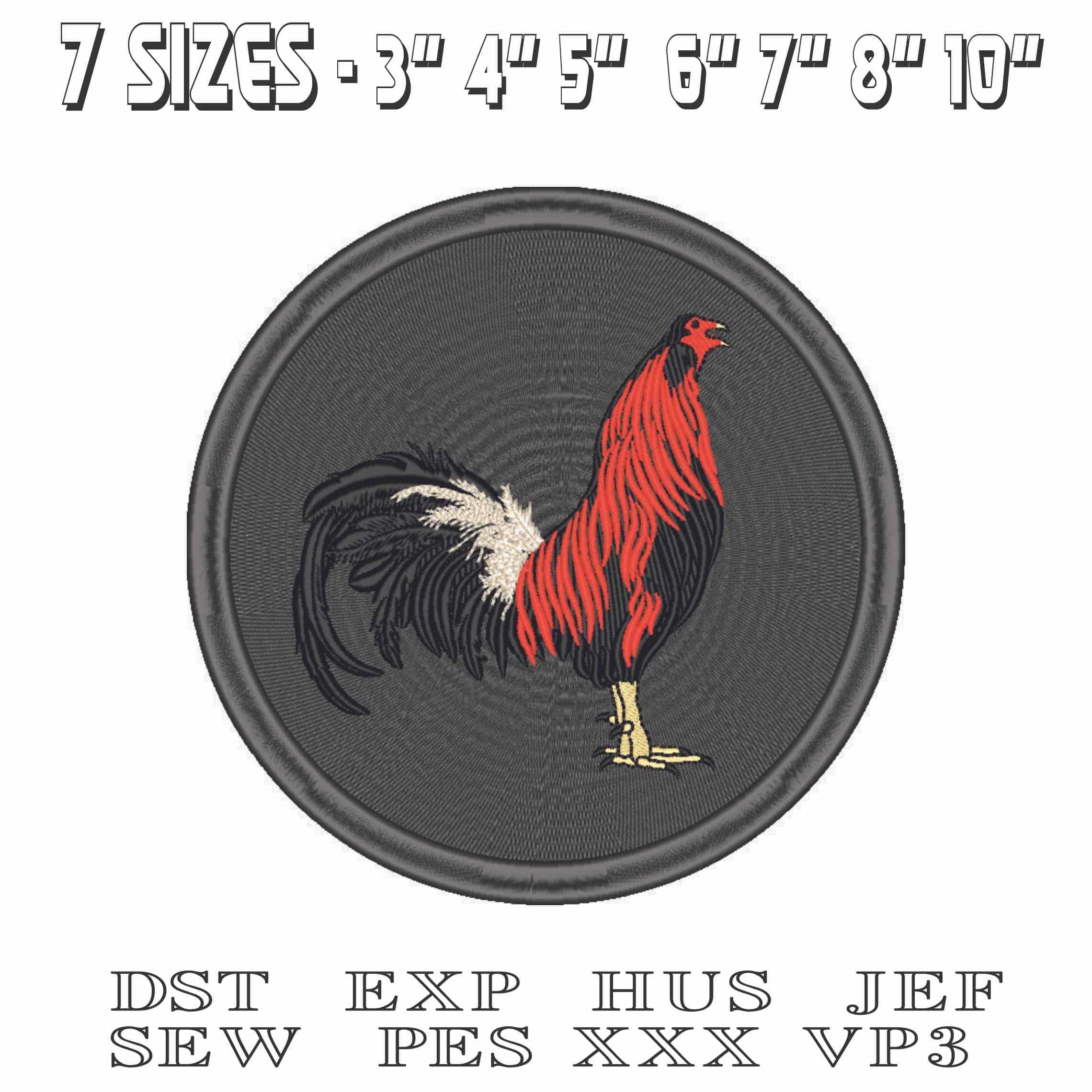 Prize Rooster in emblem-Elegant embroidery design file - instant download — view 2