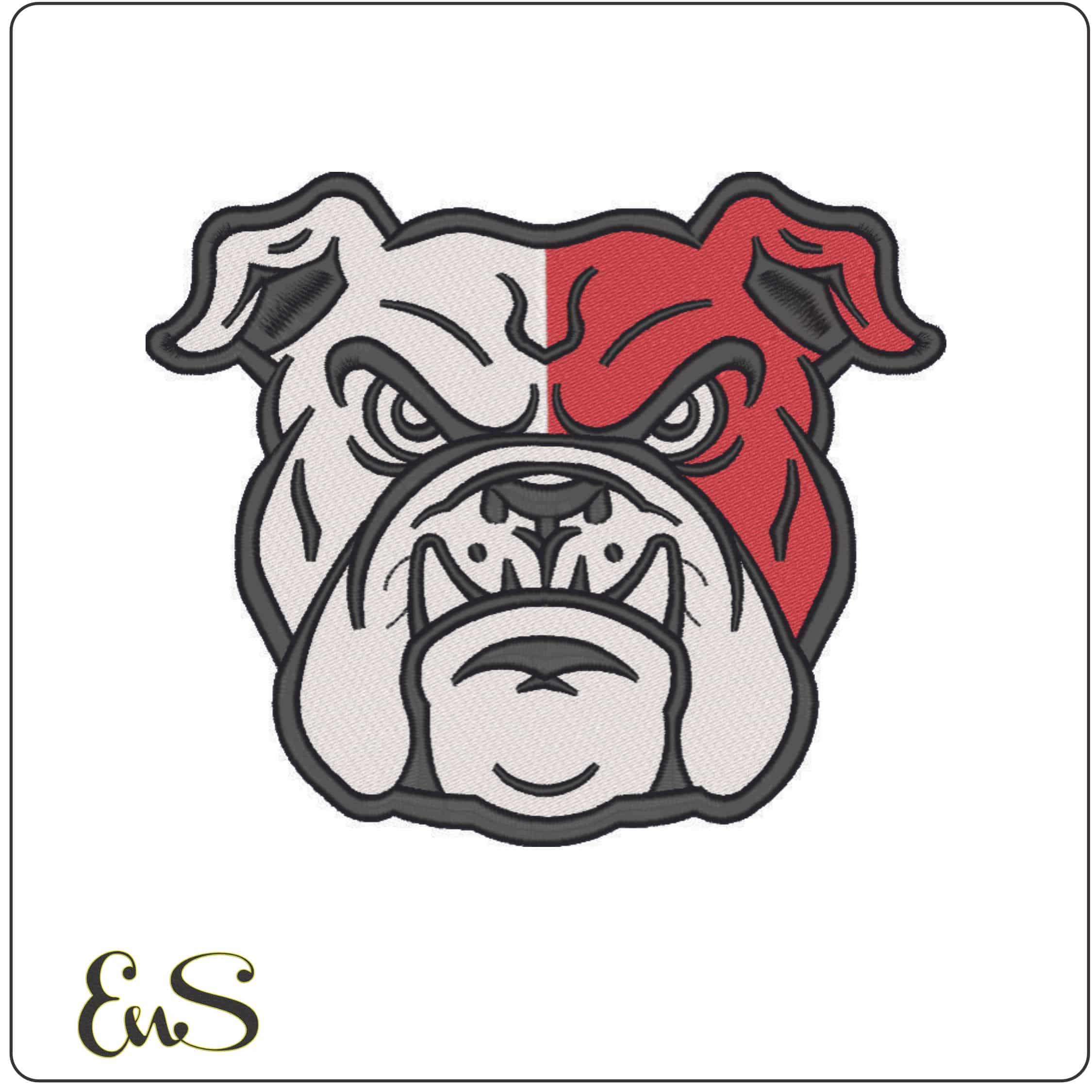 Red White Bulldog Face-Elegant embroidery design file - instant download