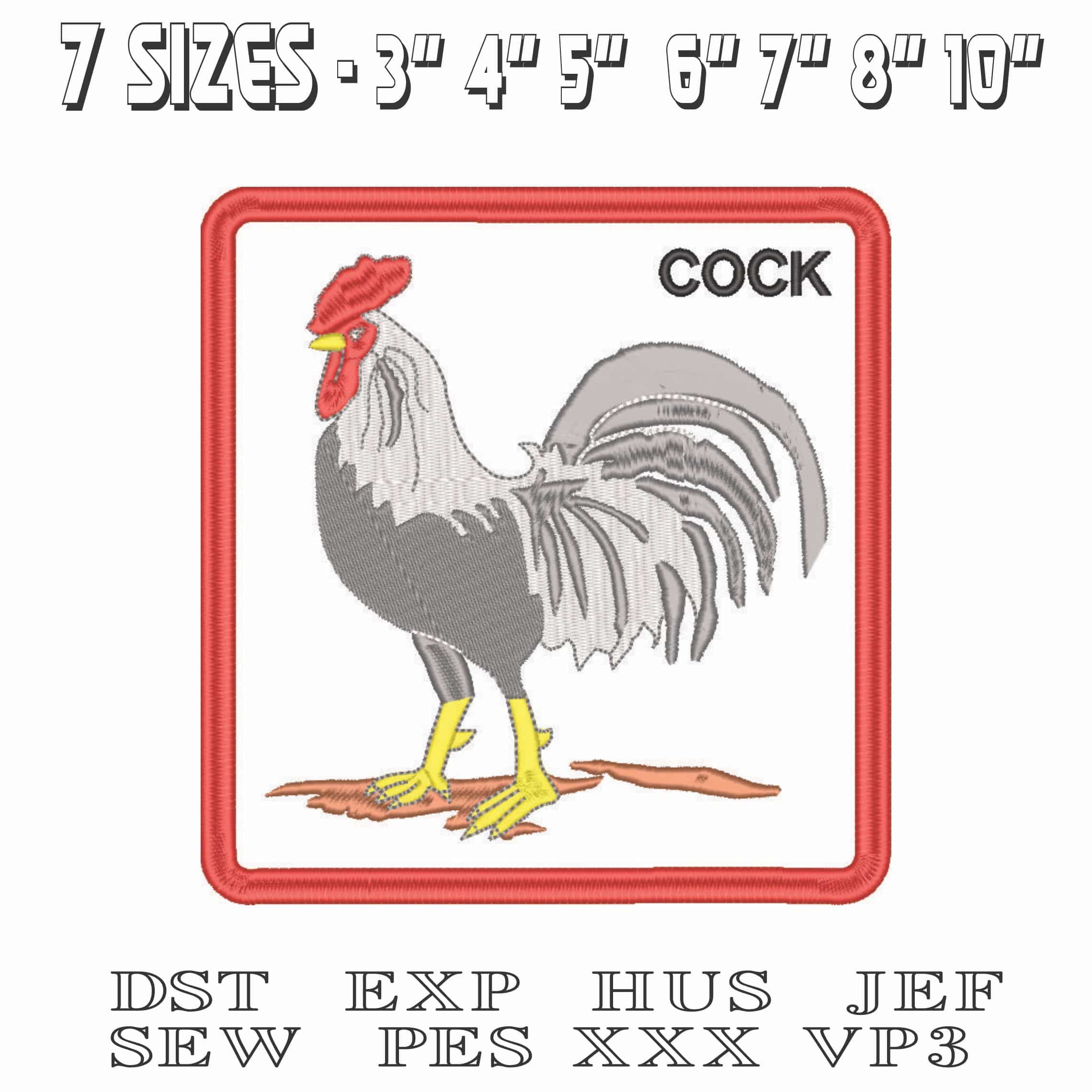 Rooster Cock in a Frame-Elegant embroidery design file - instant download — view 2