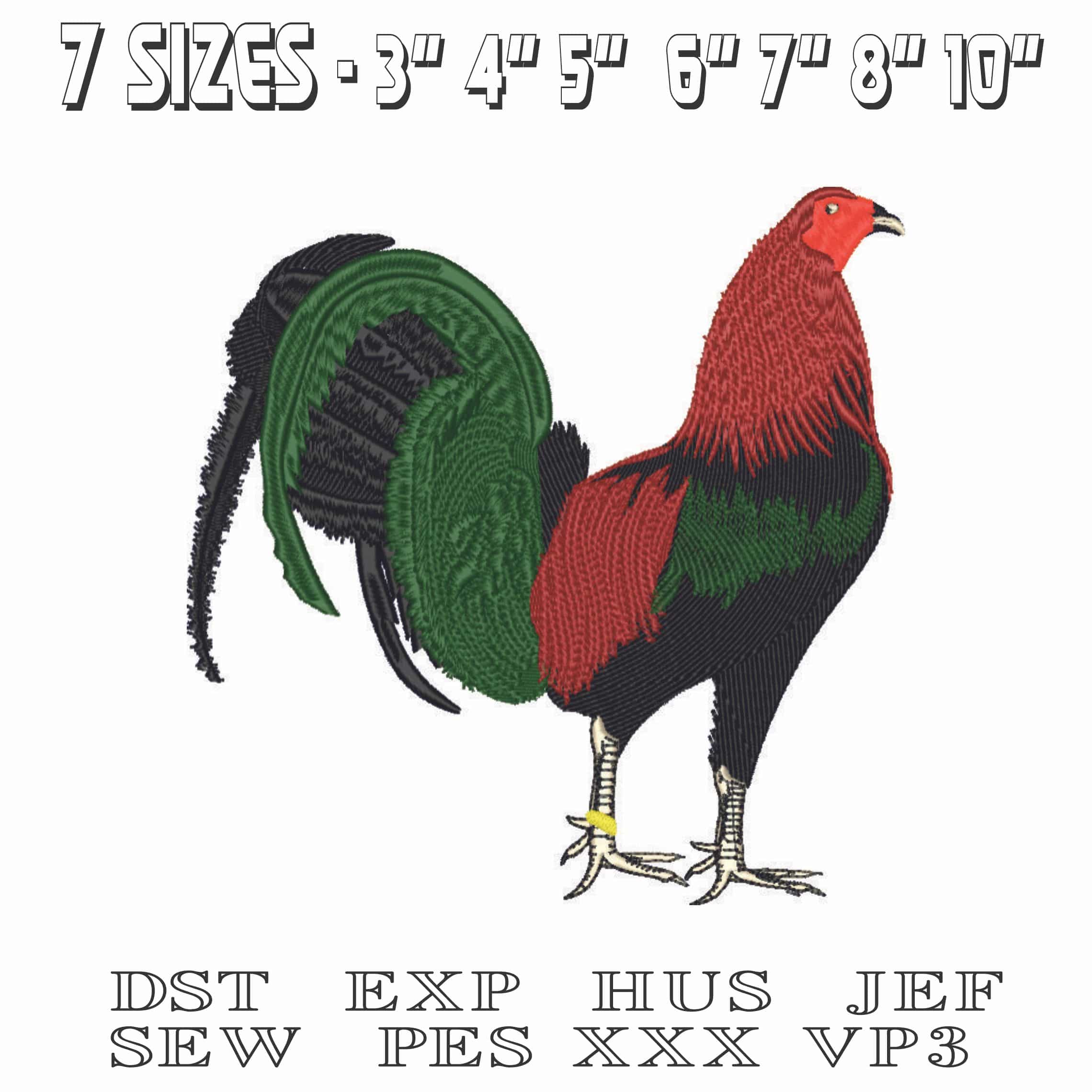 Rooster Five-Elegant embroidery design file - instant download — view 2