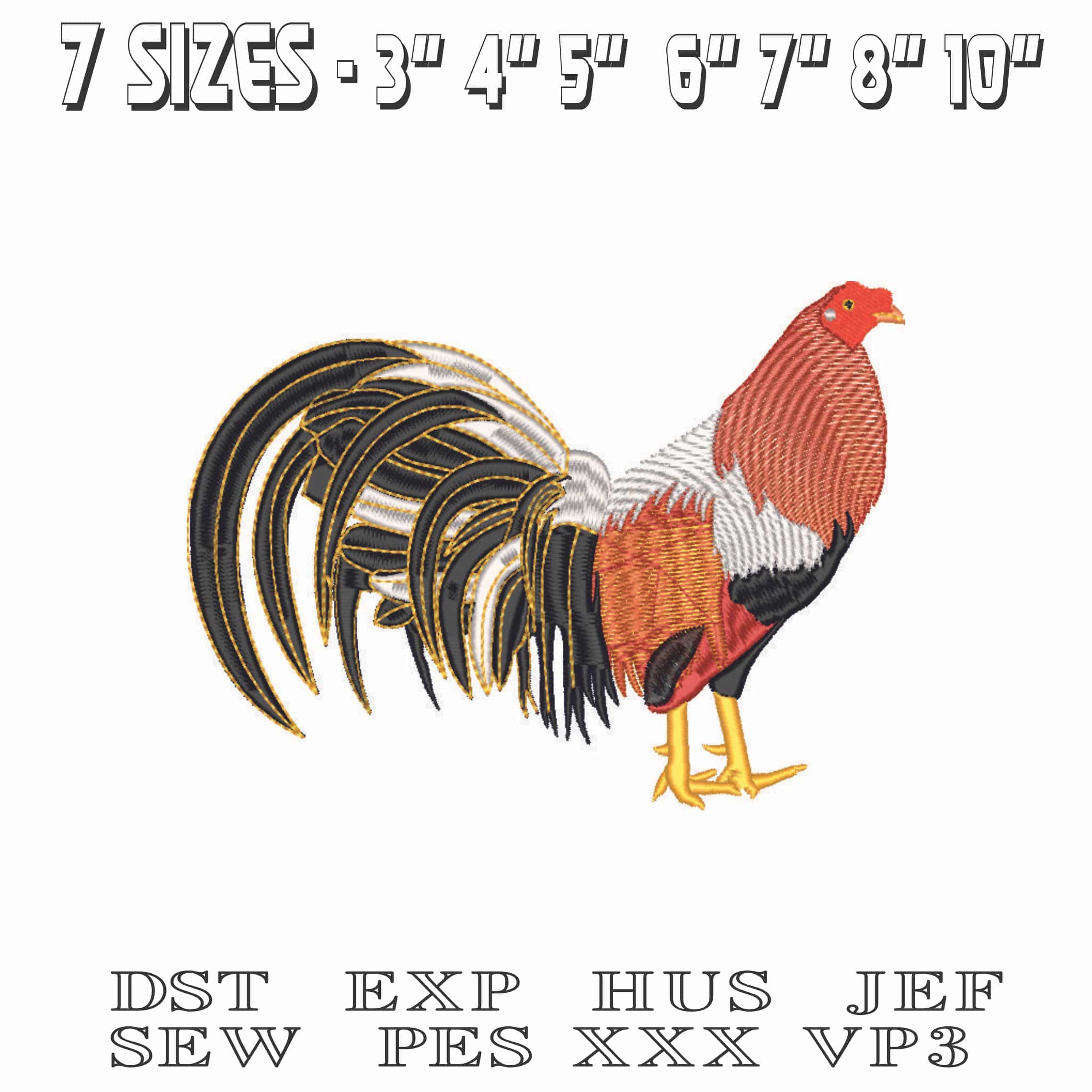 Rooster Four-Elegant embroidery design file - instant download — view 2