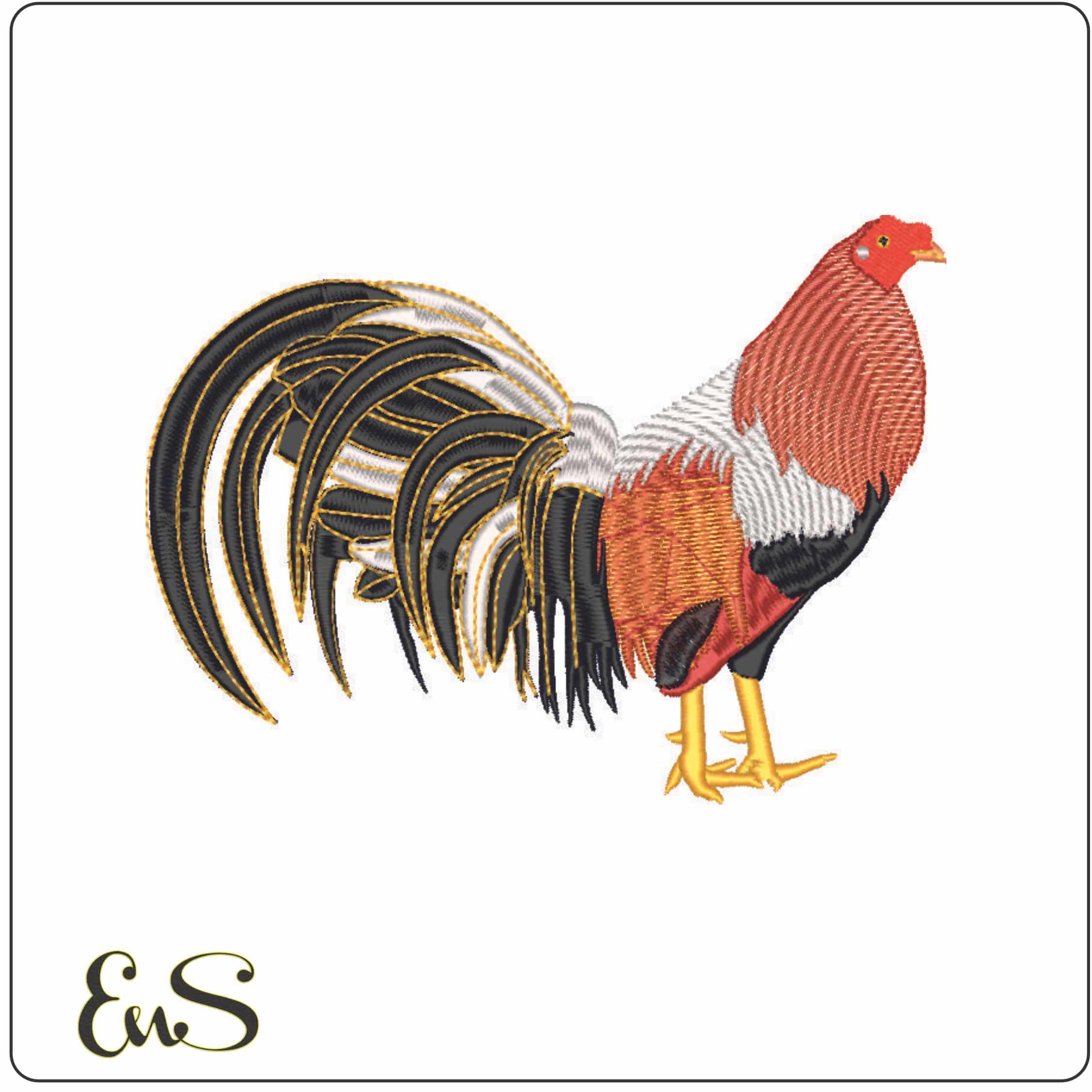Rooster Four-Elegant embroidery design file - instant download