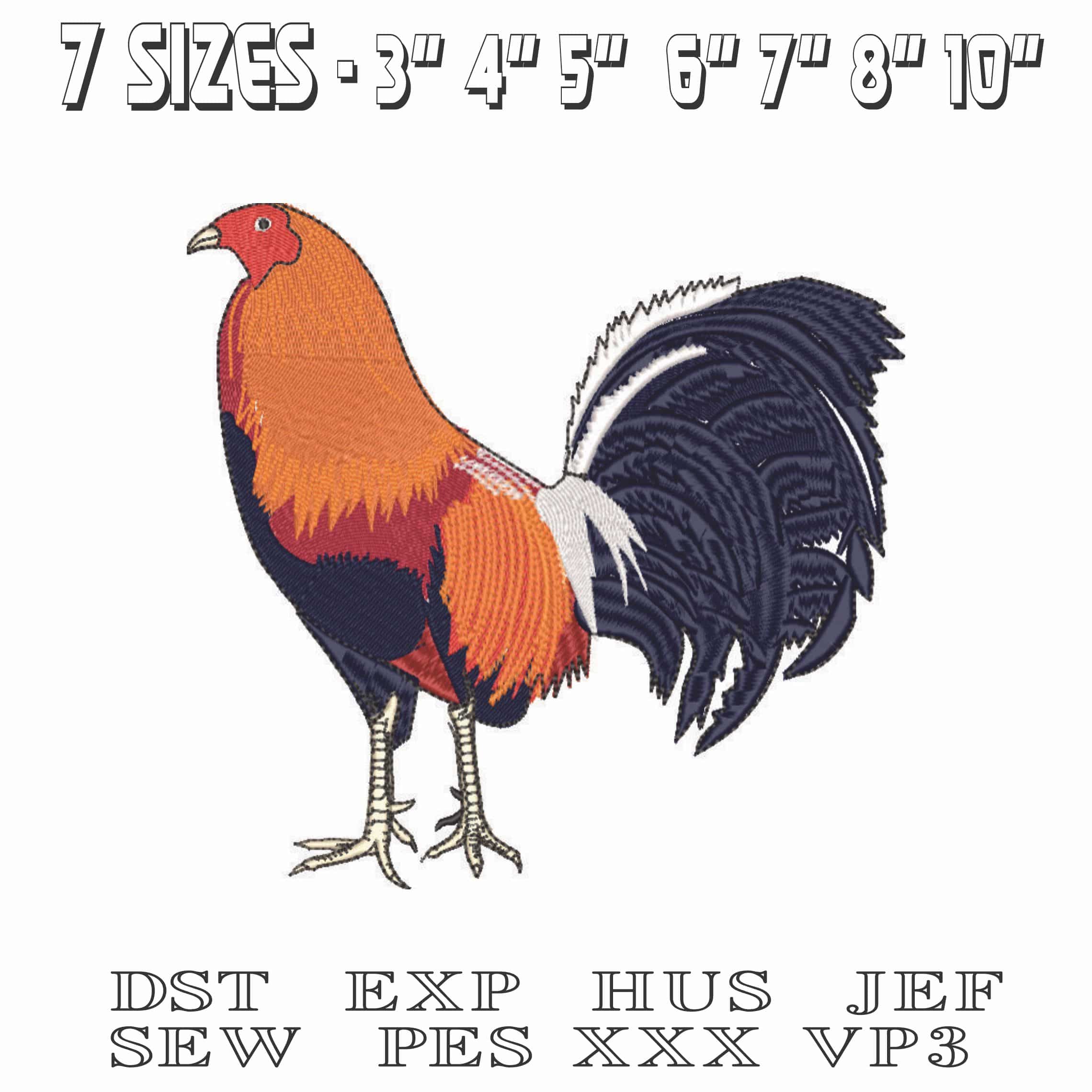 Rooster one-Elegant embroidery design file - instant download — view 2