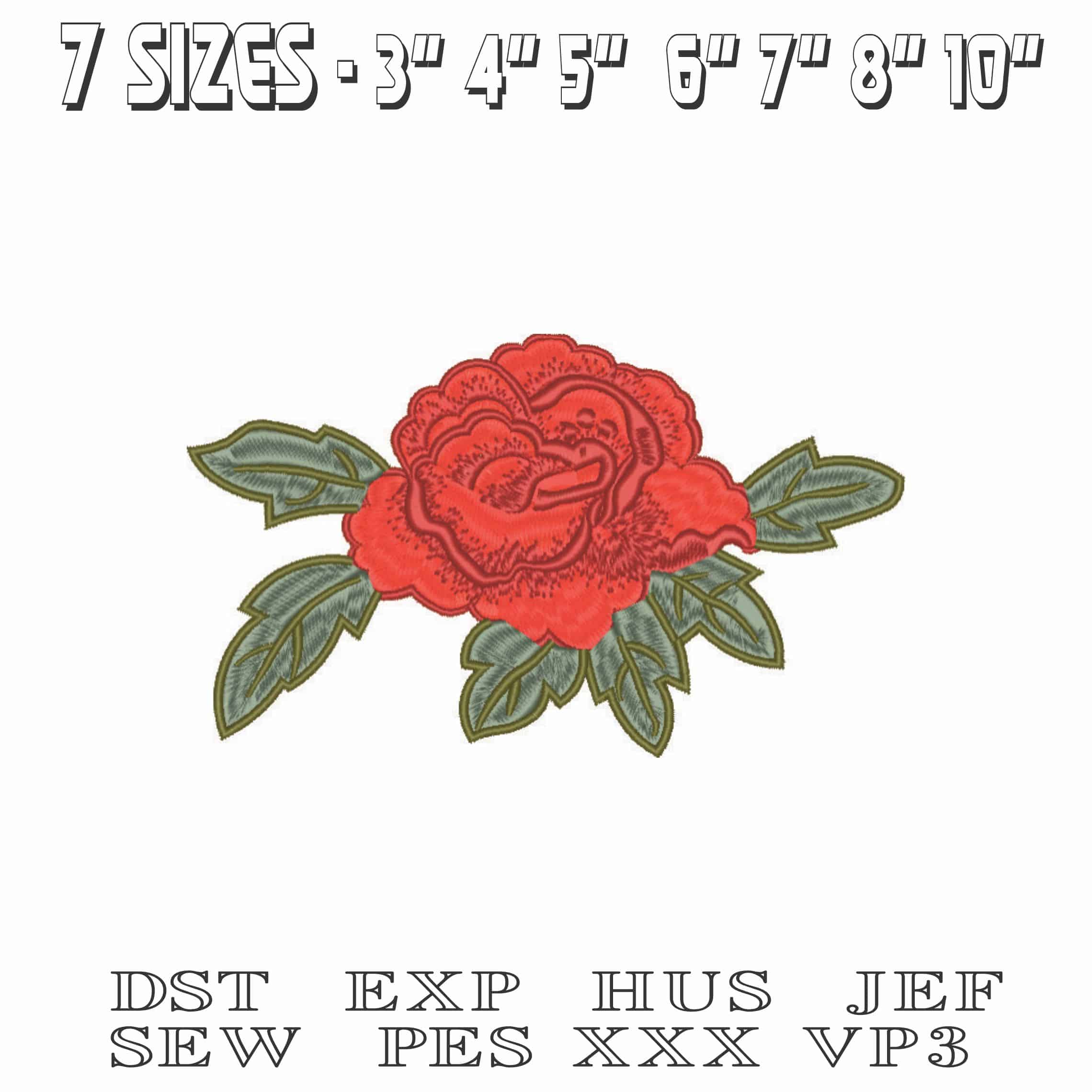 Single rose head-Elegant embroidery design file - instant download — view 2