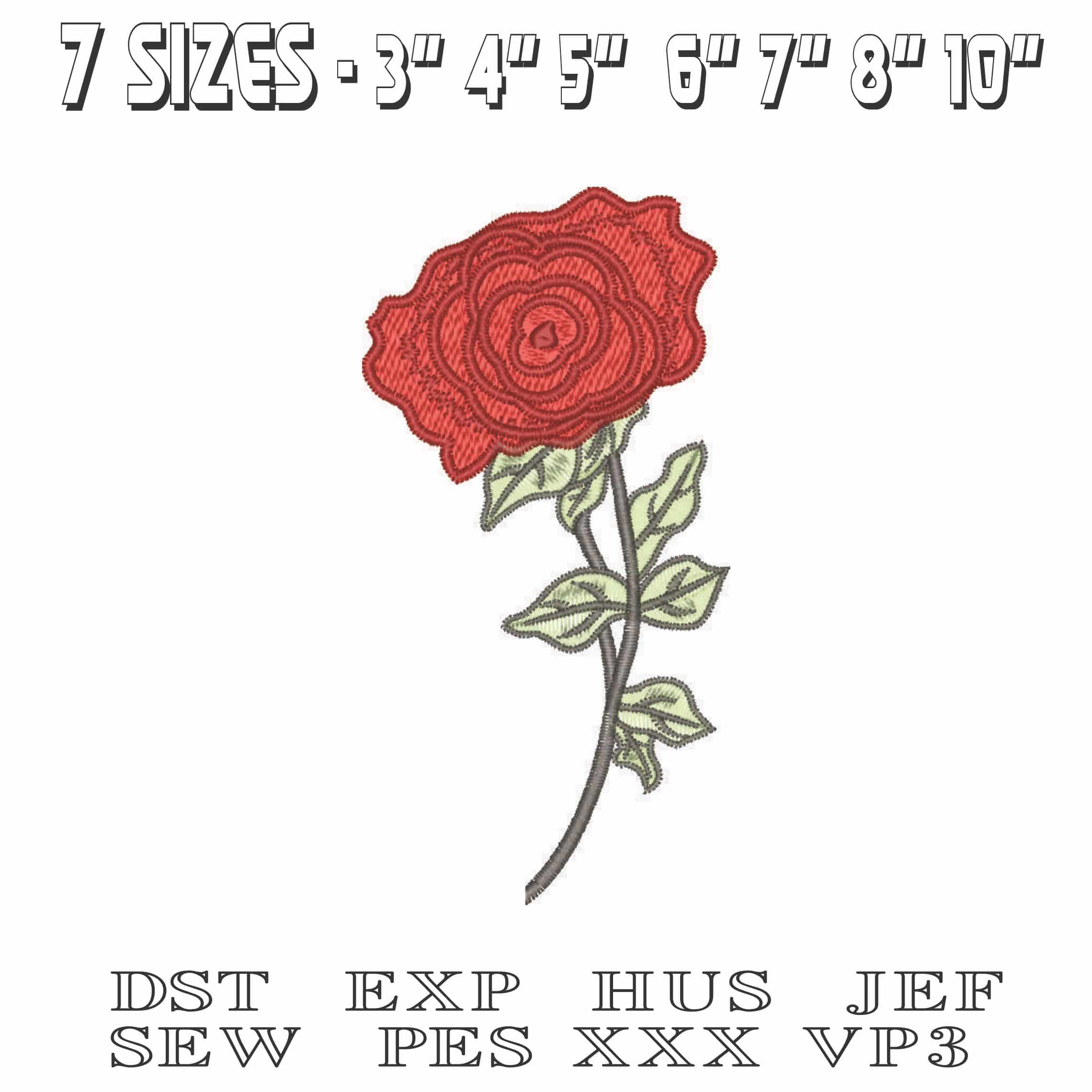 Single Rose Stem-Elegant embroidery design file - instant download — view 2