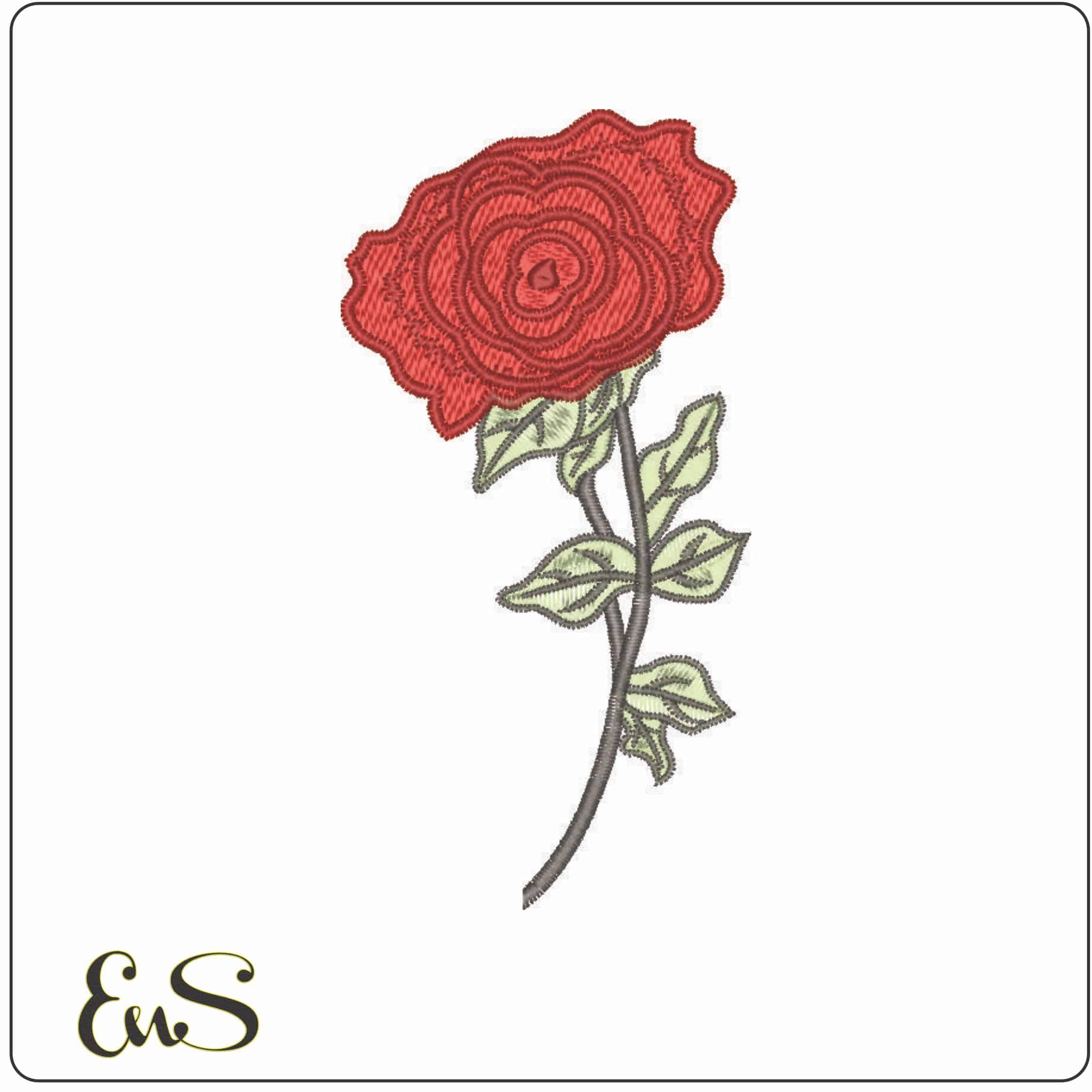 Single Rose Stem-Elegant embroidery design file - instant download