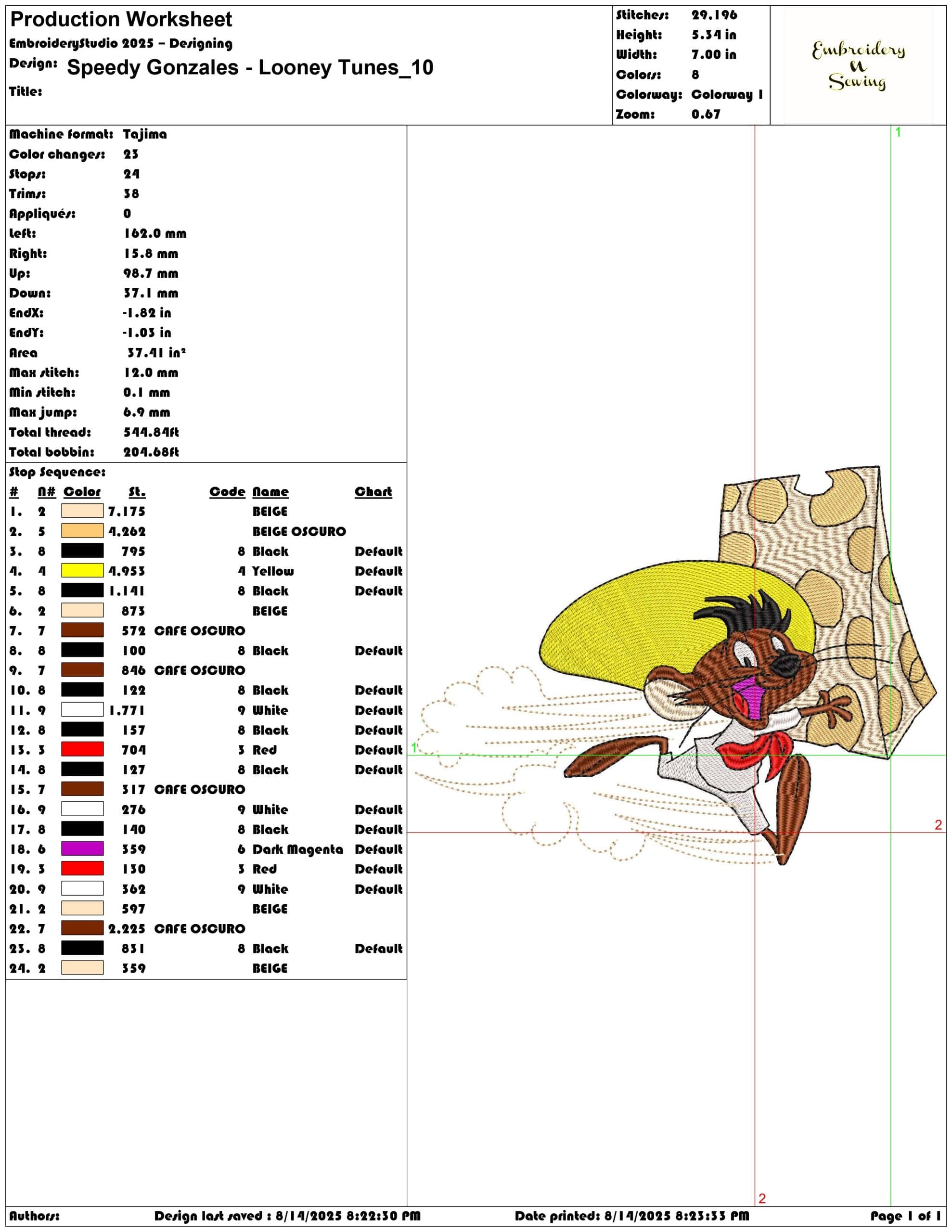 Speedy Gonzales - Looney Tunes-Elegant embroidery design file - instant download — view 3