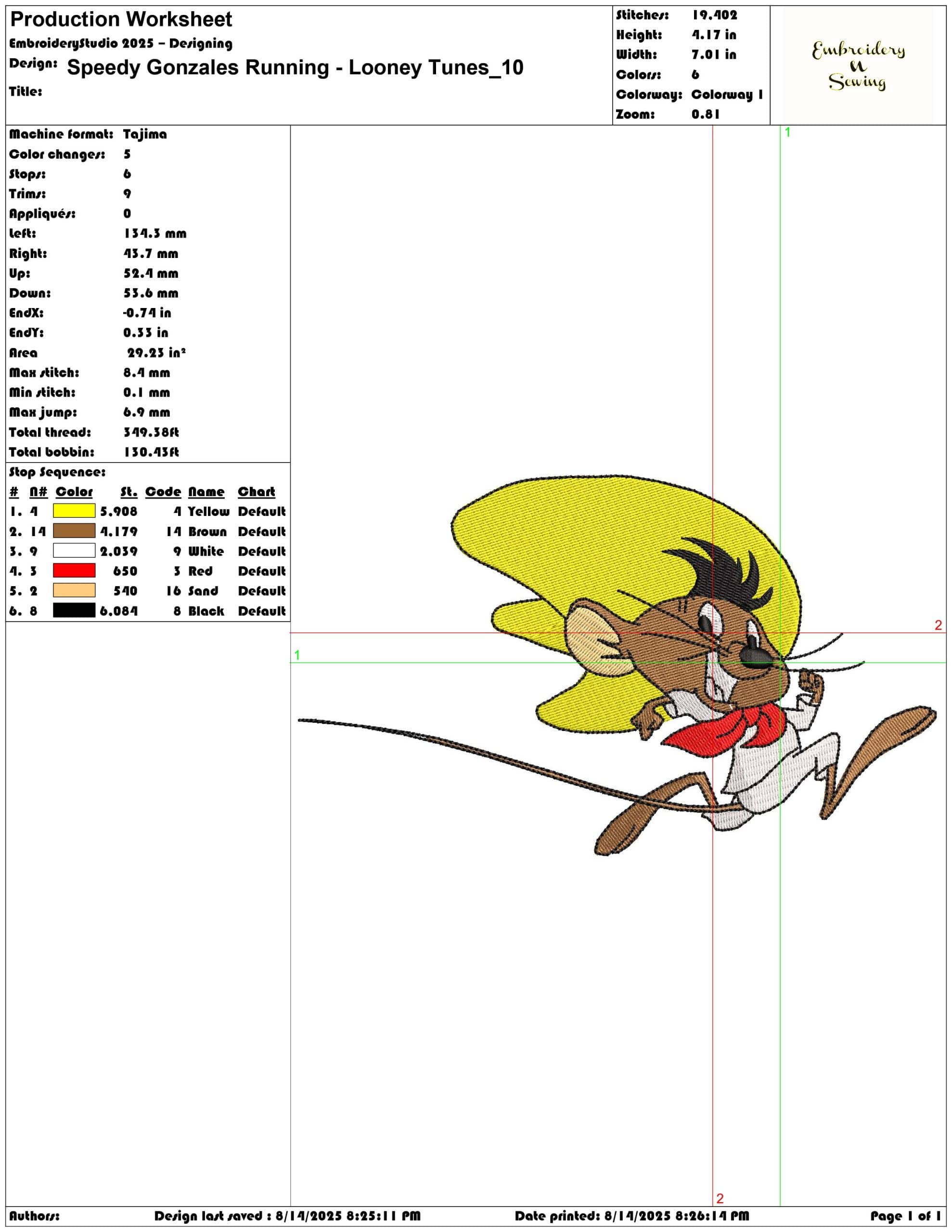 Speedy Gonzales Running - Looney Tunes-Elegant embroidery design file - instant download — view 3