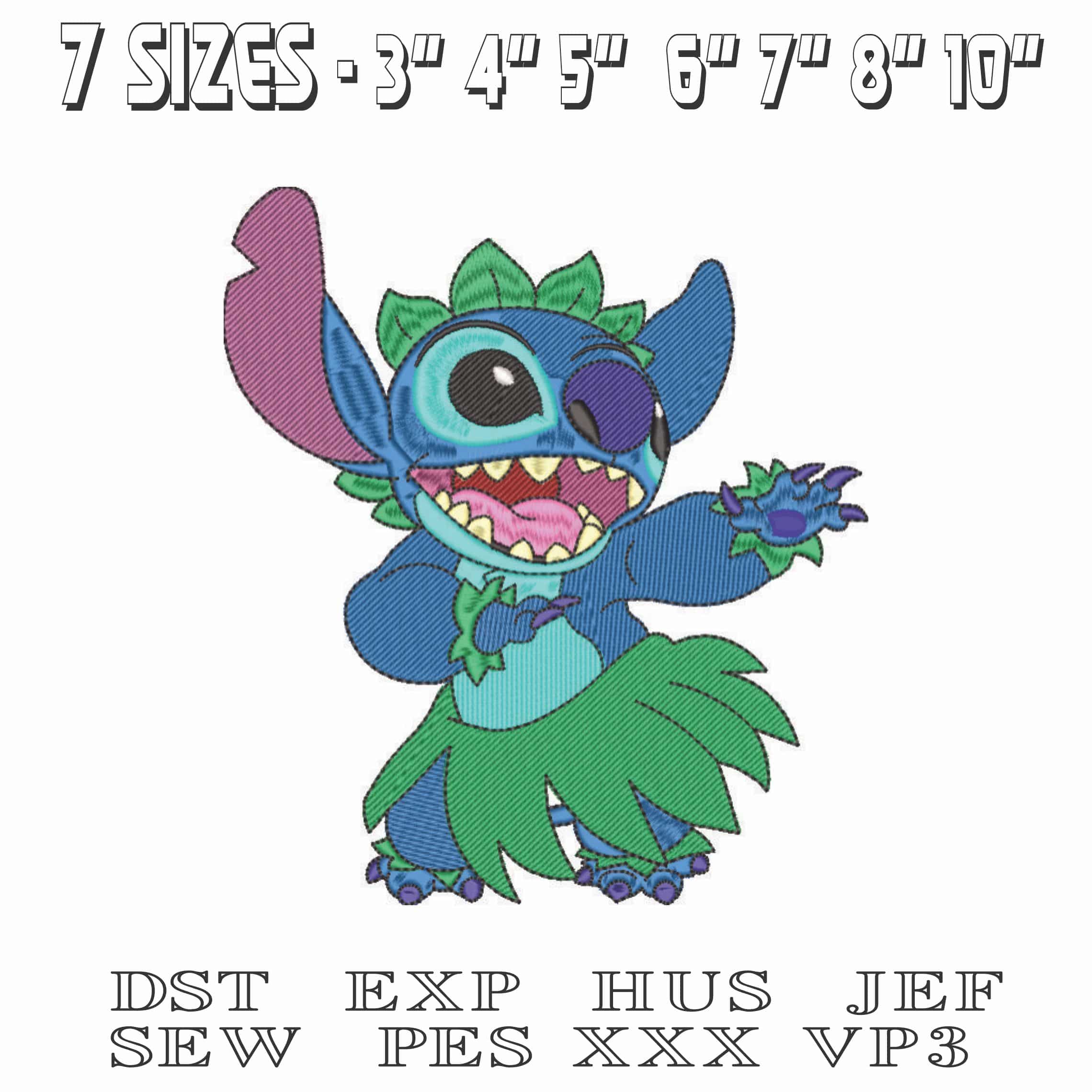 Stitch Hoola - Cartoon-Elegant embroidery design file - instant download — view 2