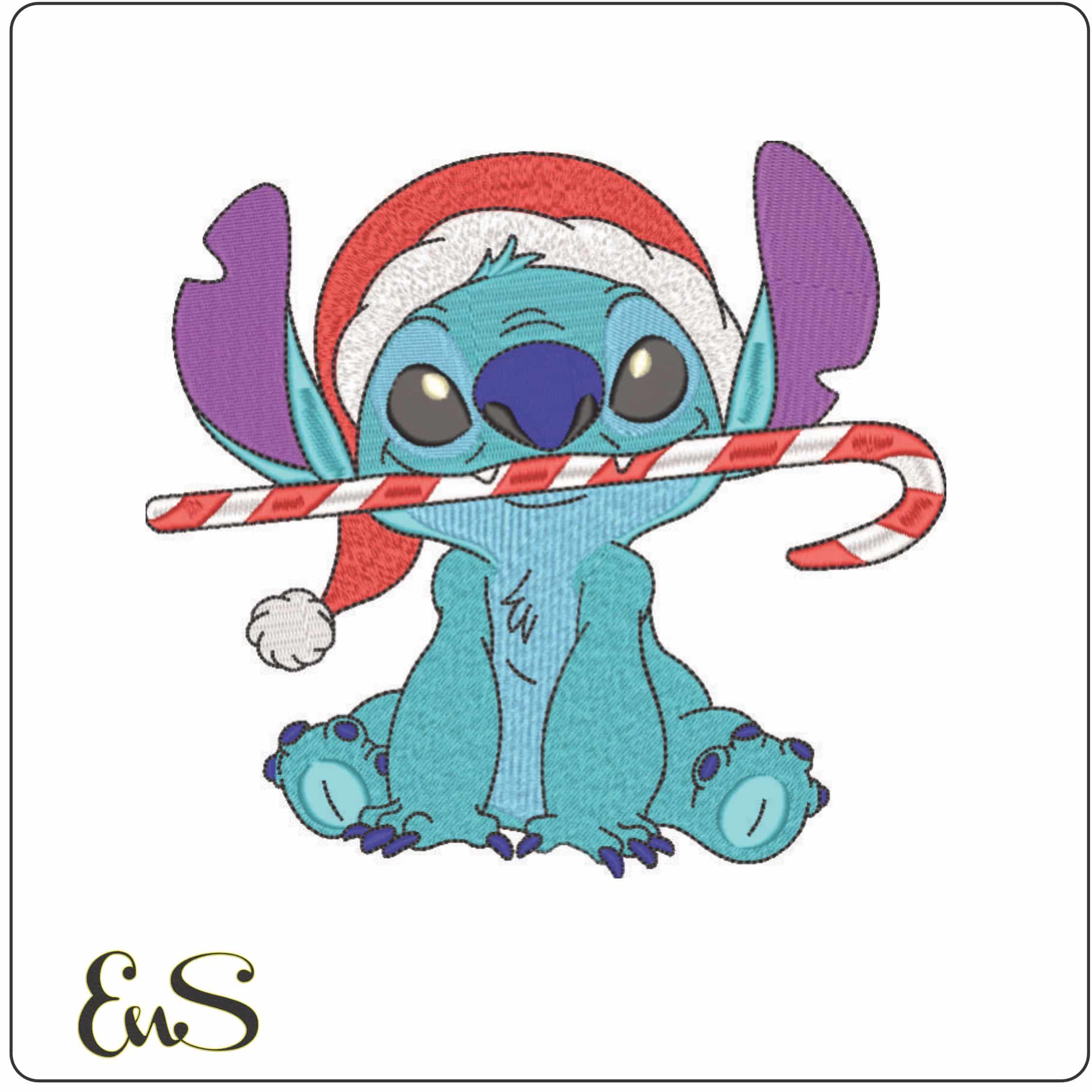 Stitch Xmas Cane-Elegant embroidery design file - instant download