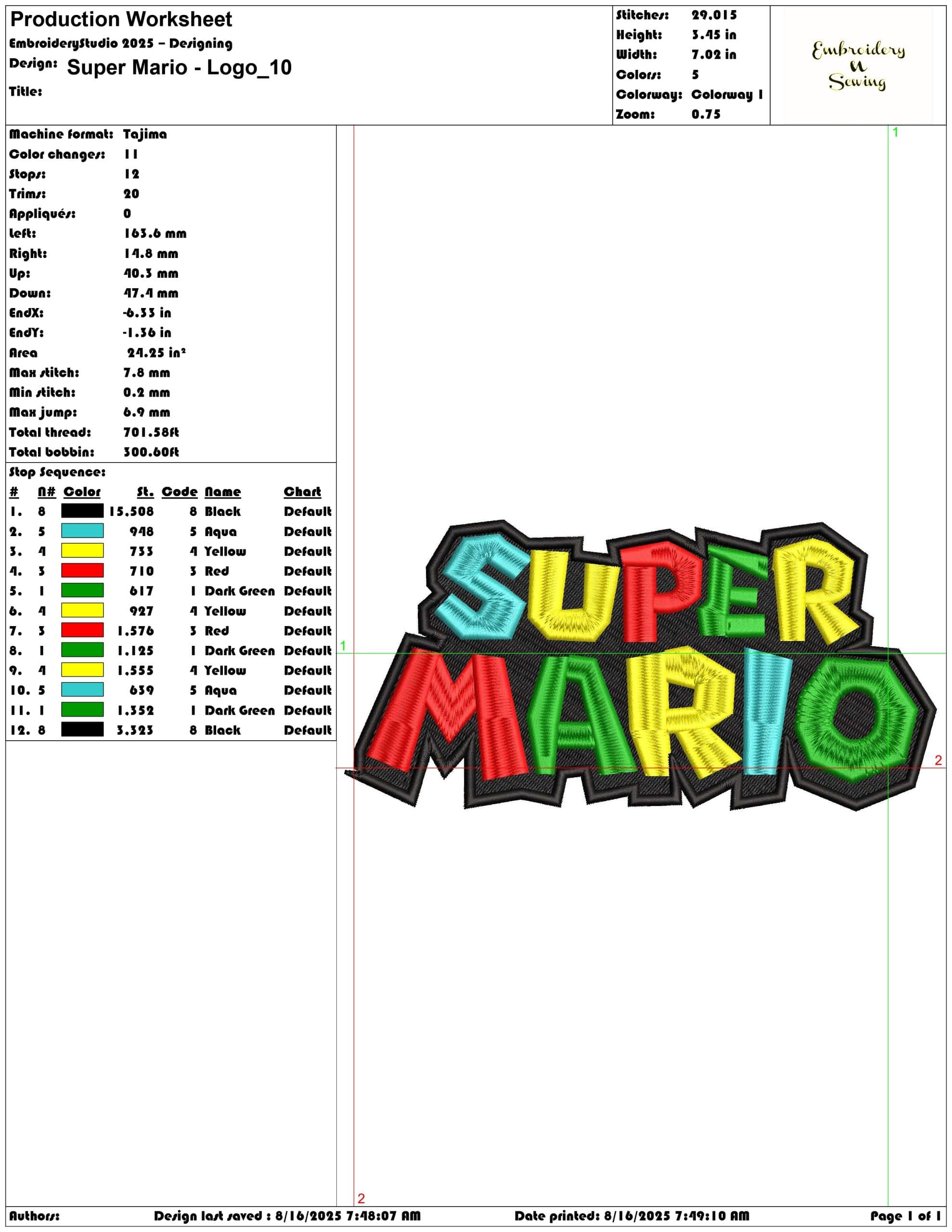 Super Mario - Logo-Elegant embroidery design file - instant download — view 3
