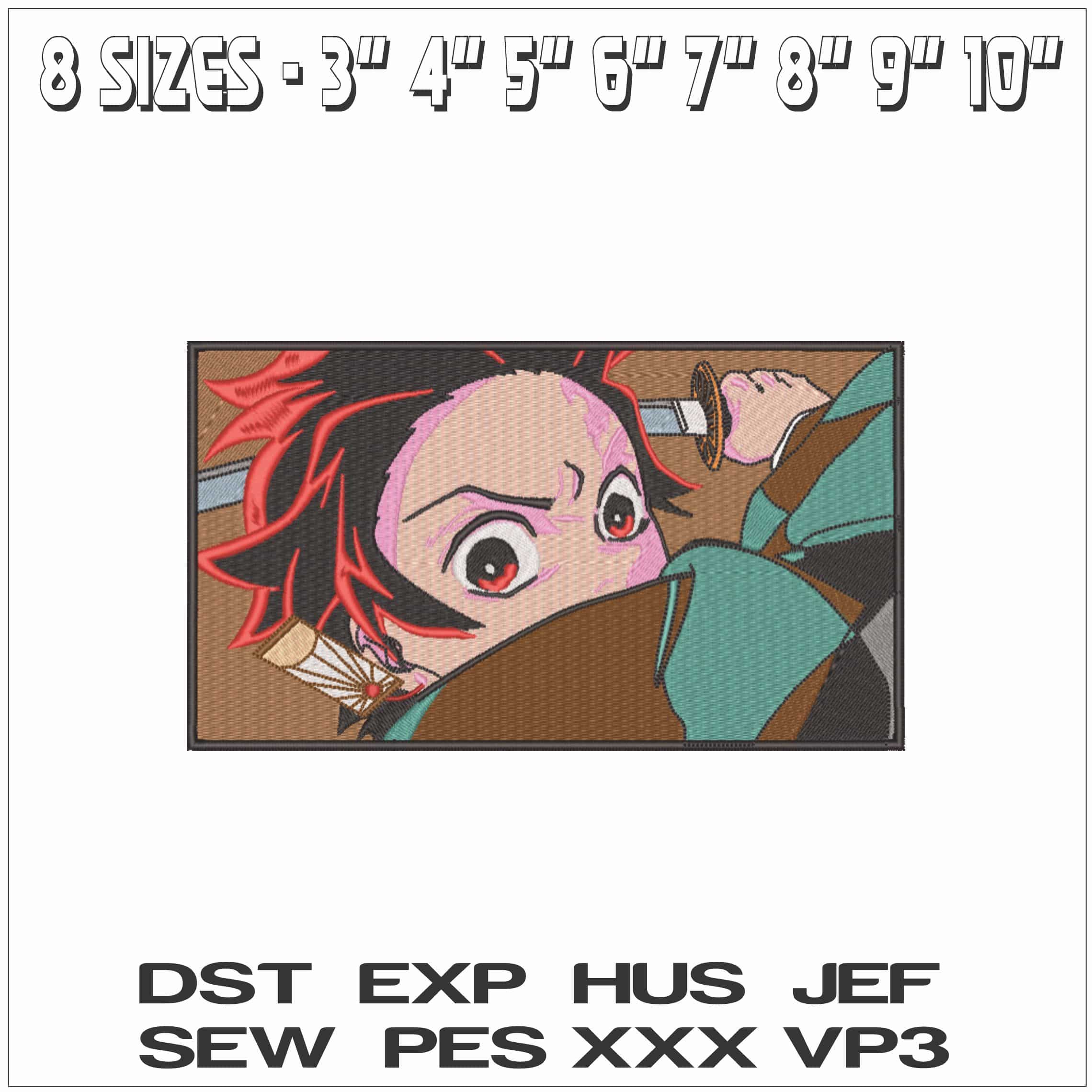 Tanjiro Kamado with sword - Demon Slayer - Anime-Elegant embroidery design file - instant download — view 2