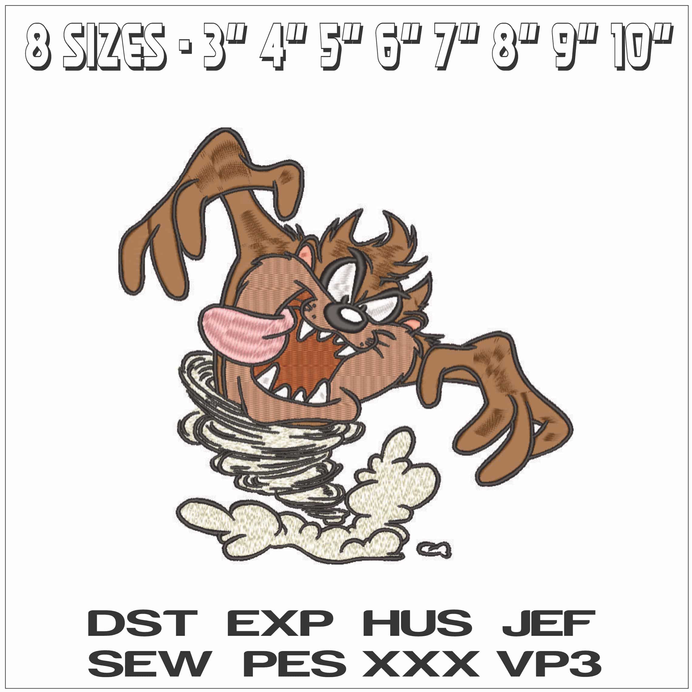 Taz Devel Swoosh - Looney Tunes-Elegant embroidery design file - instant download — view 2