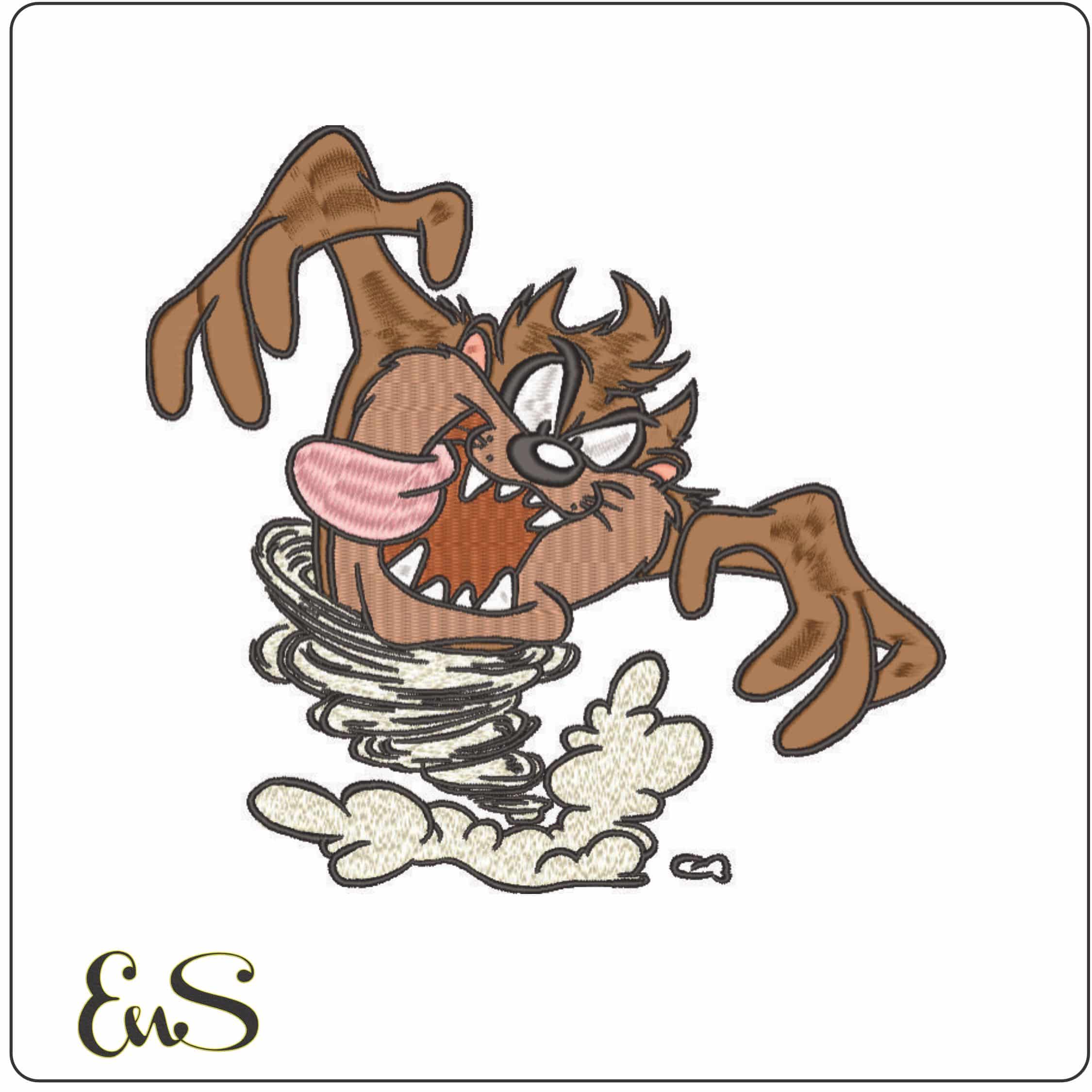 Taz Devel Swoosh - Looney Tunes-Elegant embroidery design file - instant download