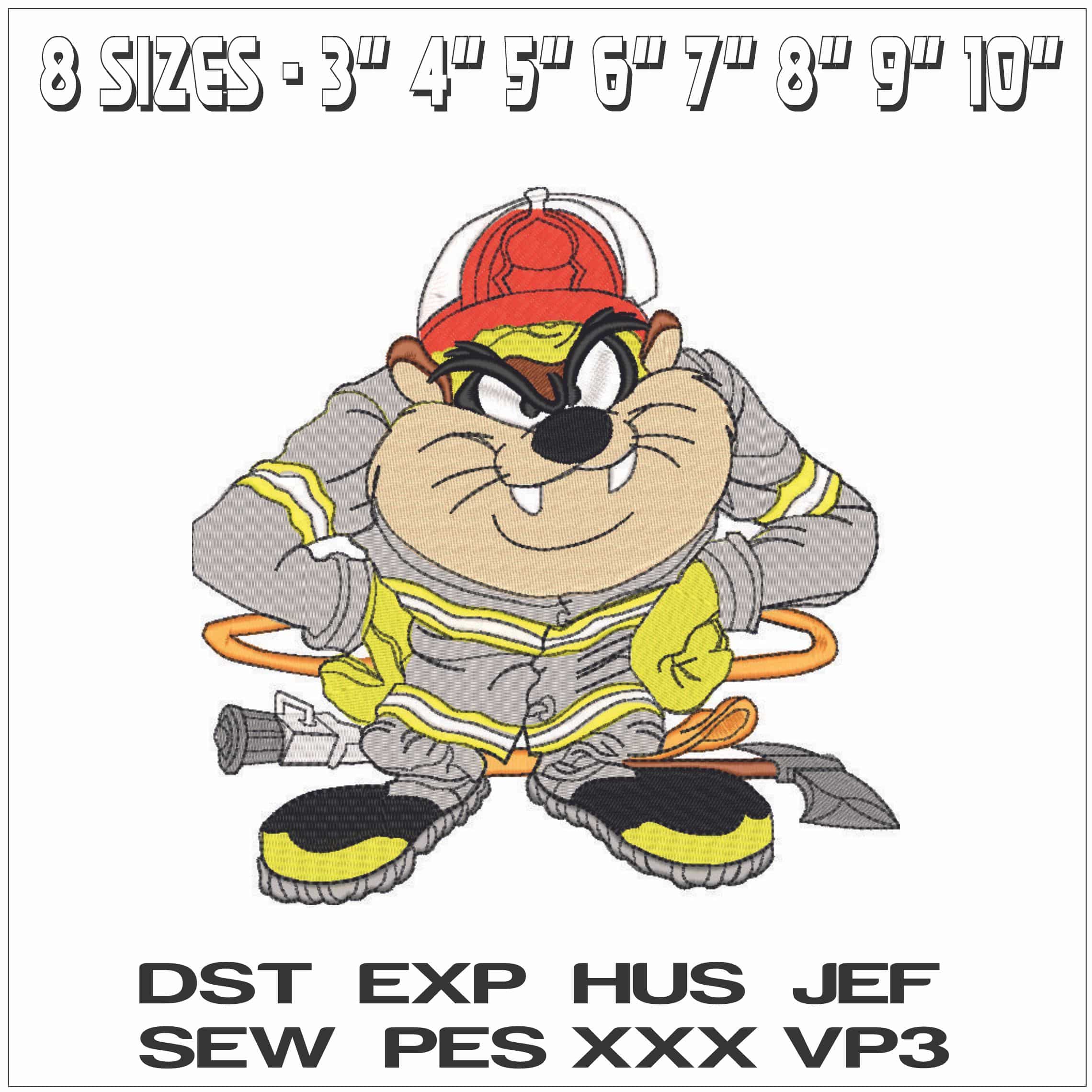 Taz Fireman-Elegant embroidery design file - instant download — view 2