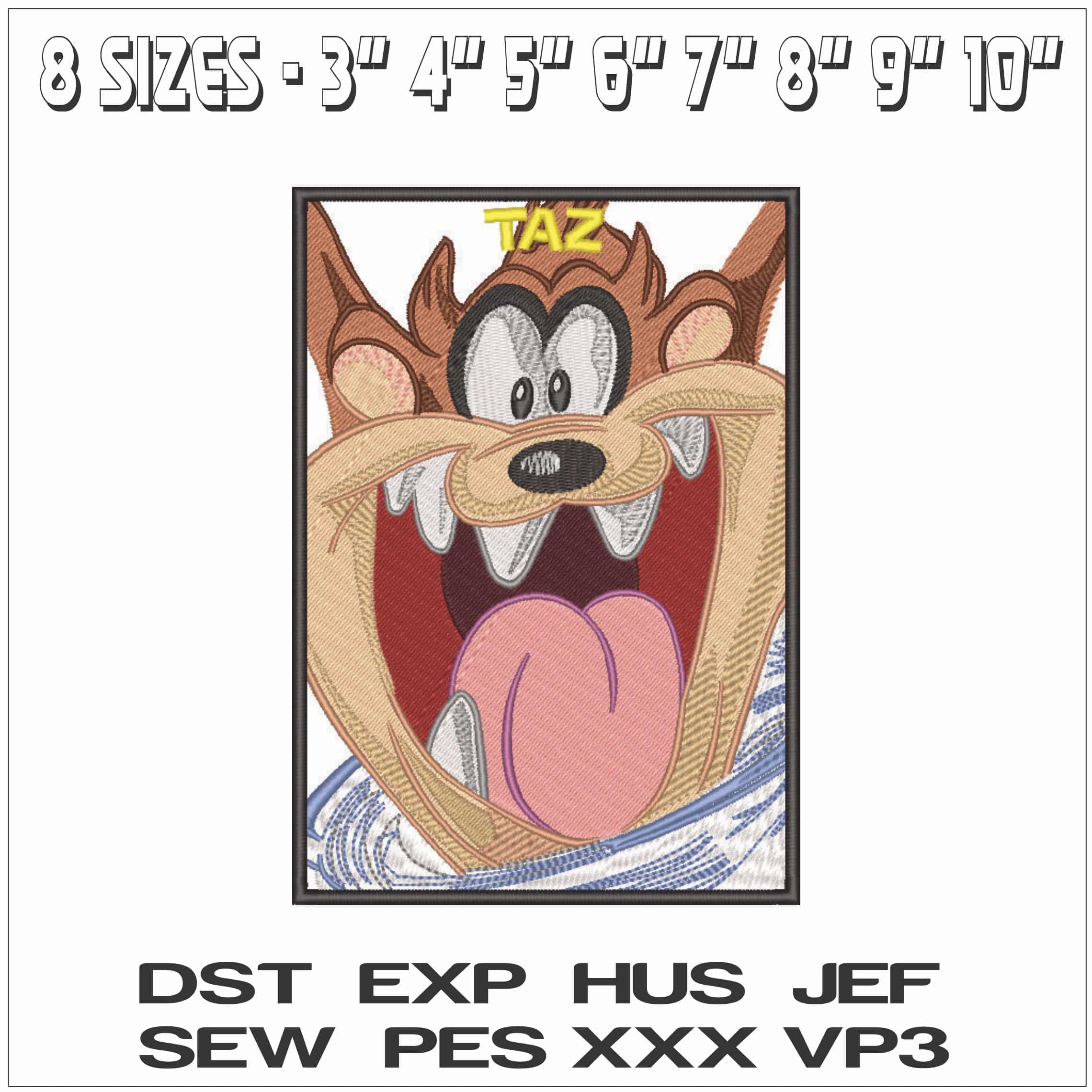 Taz Head frame-Elegant embroidery design file - instant download — view 2