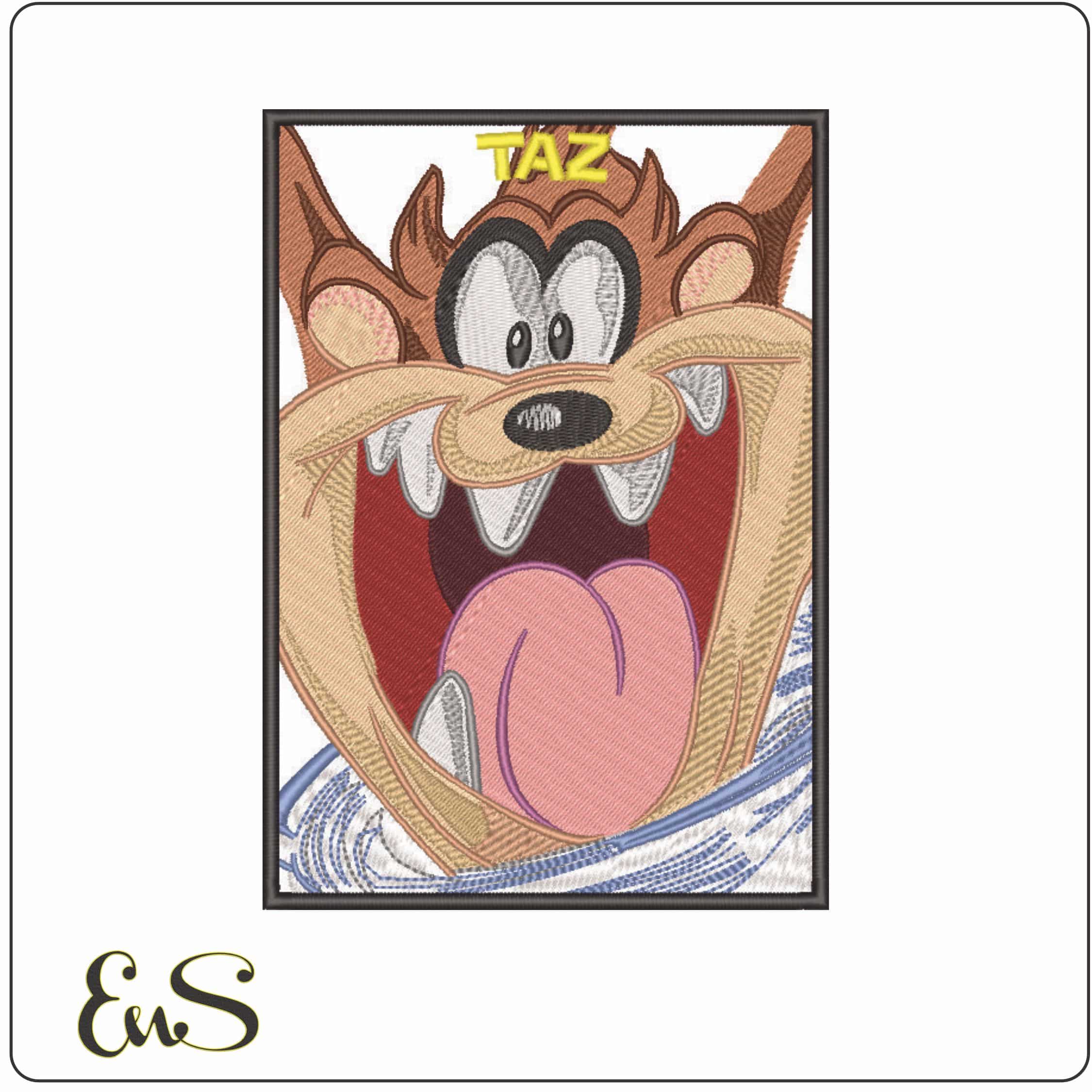 Taz Head frame-Elegant embroidery design file - instant download